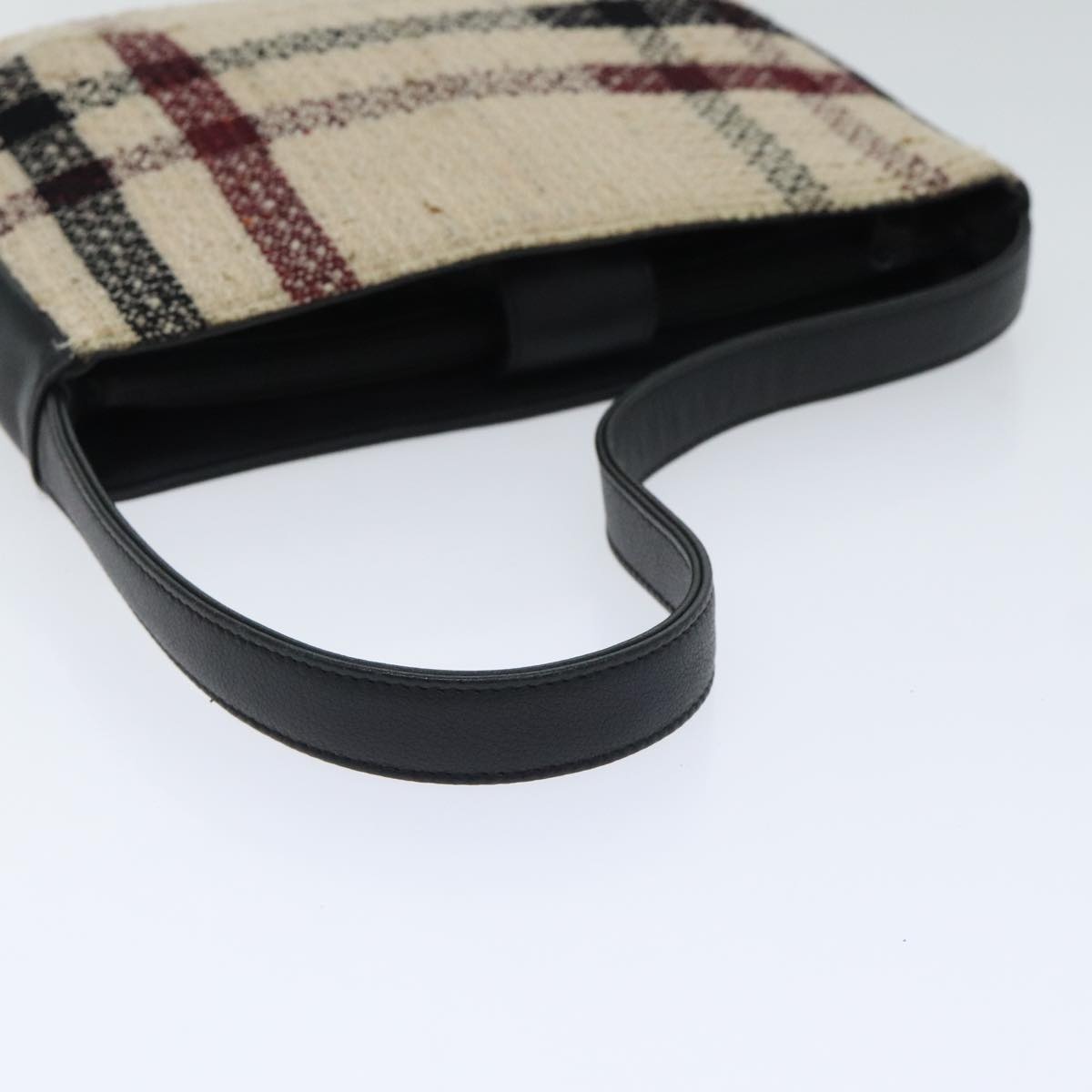 Burberry Nova Check Hand Bag Leather Canvas Black Beige - 7