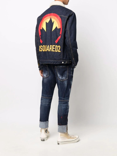 DSQUARED2 faux-shearling lined denim jacket outlook