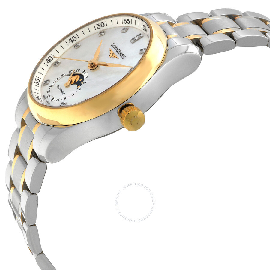 Longines The Longines Master Collection Automatic Moon Phase Diamond White Mother of Pearl Dial Ladi - 2