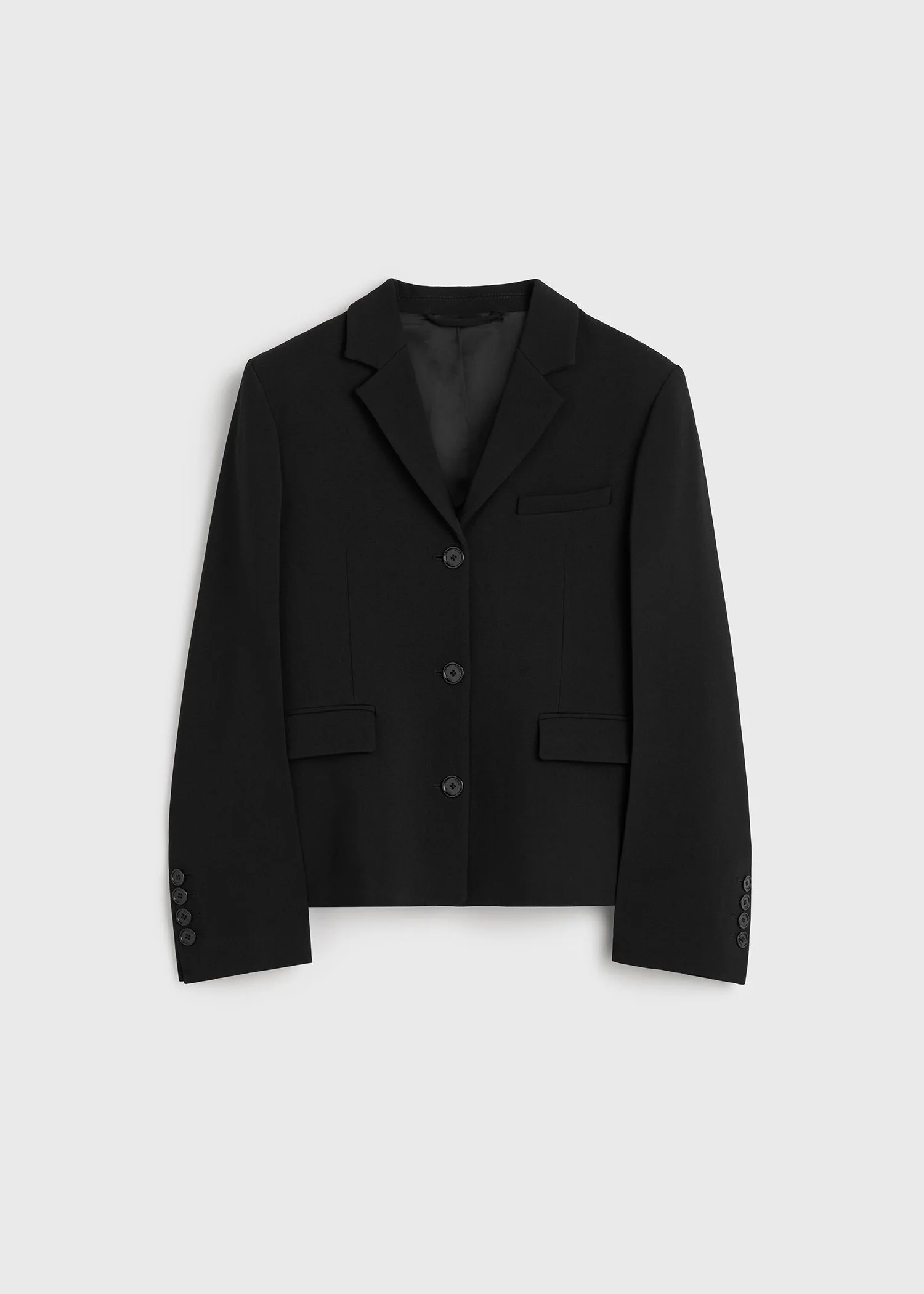 Short stretch wool blazer black - 1