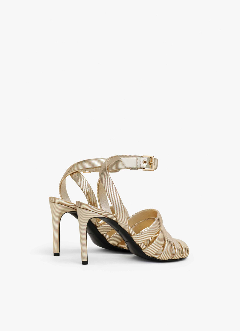 Alaïa CHAIN STRAPPY SANDALS IN METALLIZED LEATHER outlook