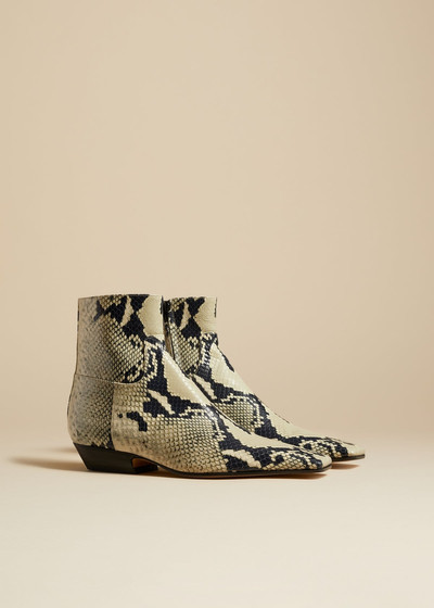 KHAITE The Marfa Ankle Boot in Natural Python-Embossed Leather outlook