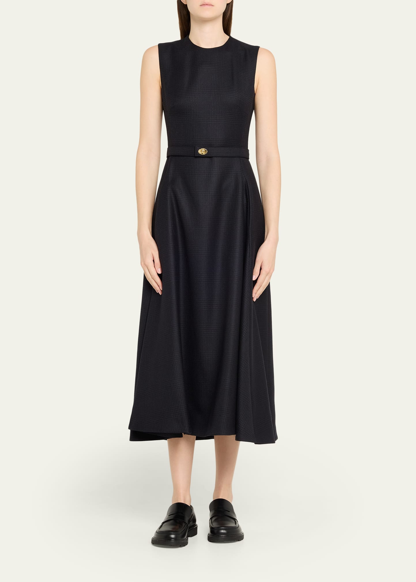 Amelia Prince Of Wales Belted Sleeveless Midi Dress - 2