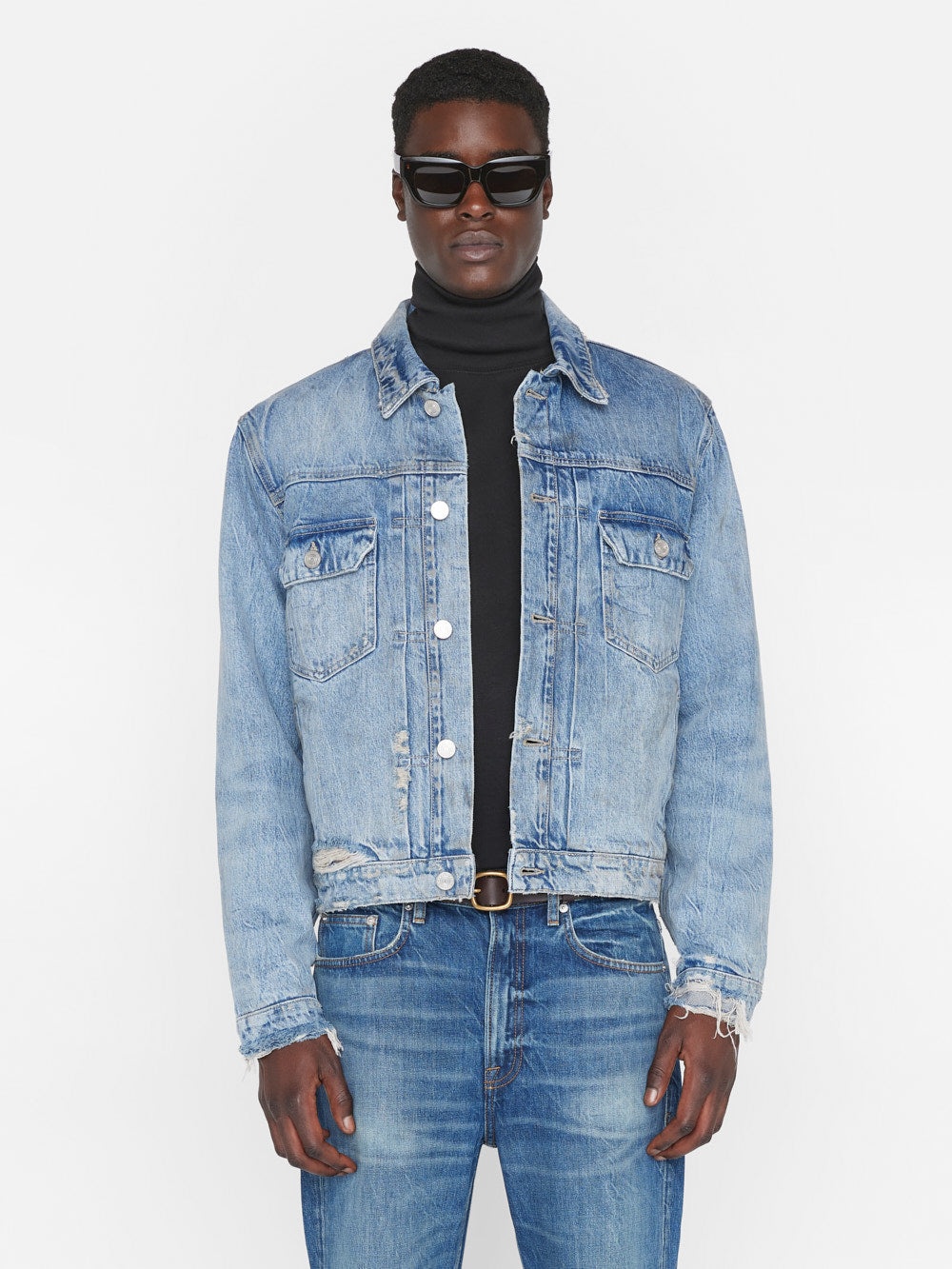 Vintage Lined Jacket in Mar Azul Destruct - 3
