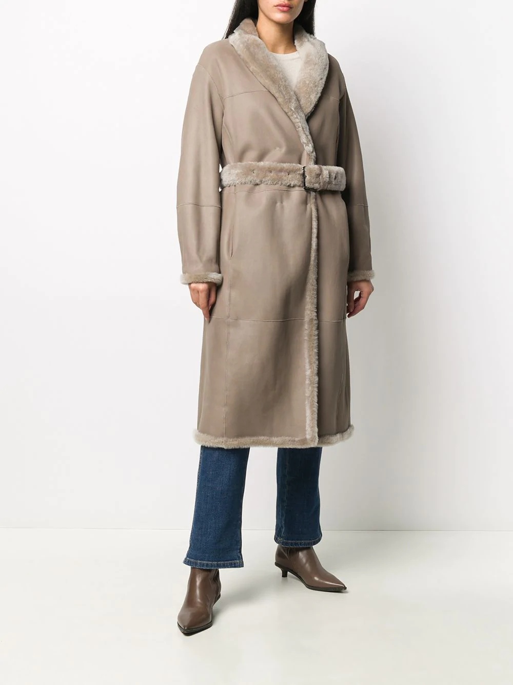 belted single-breasted coat - 6