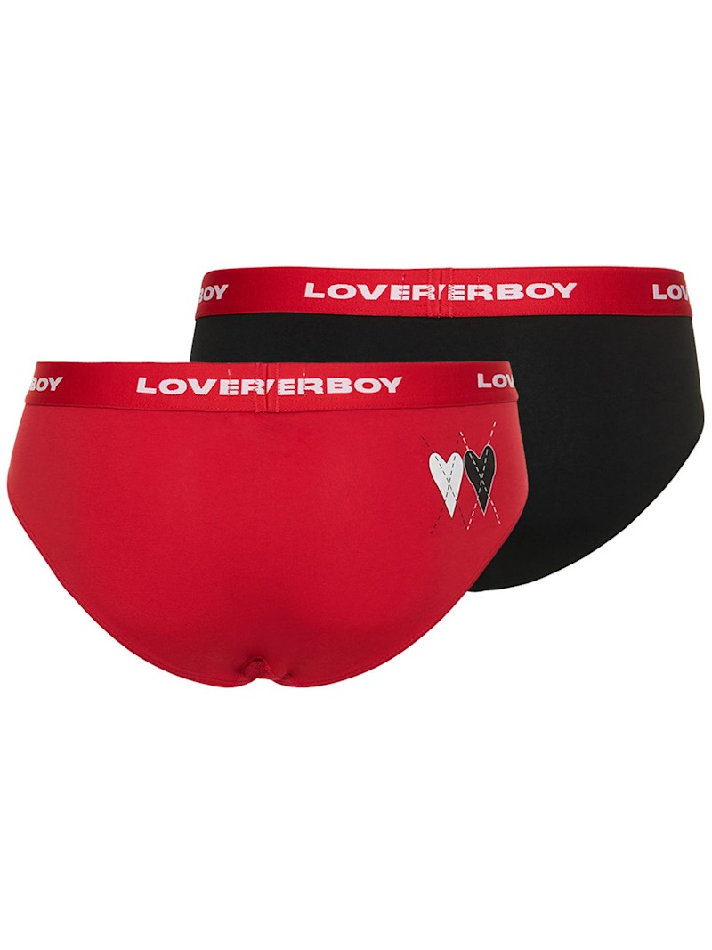 Pack of 2 logo cotton stretch briefs - 1