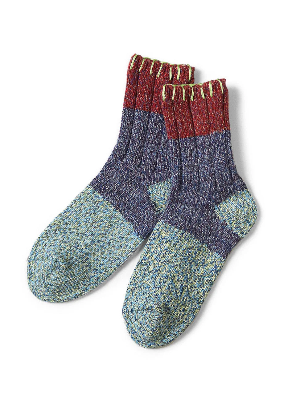 KAPITAL 56Yarns Wool Grandrelle GOGH HOBO Stitch Socks 'LightBlue' - 1
