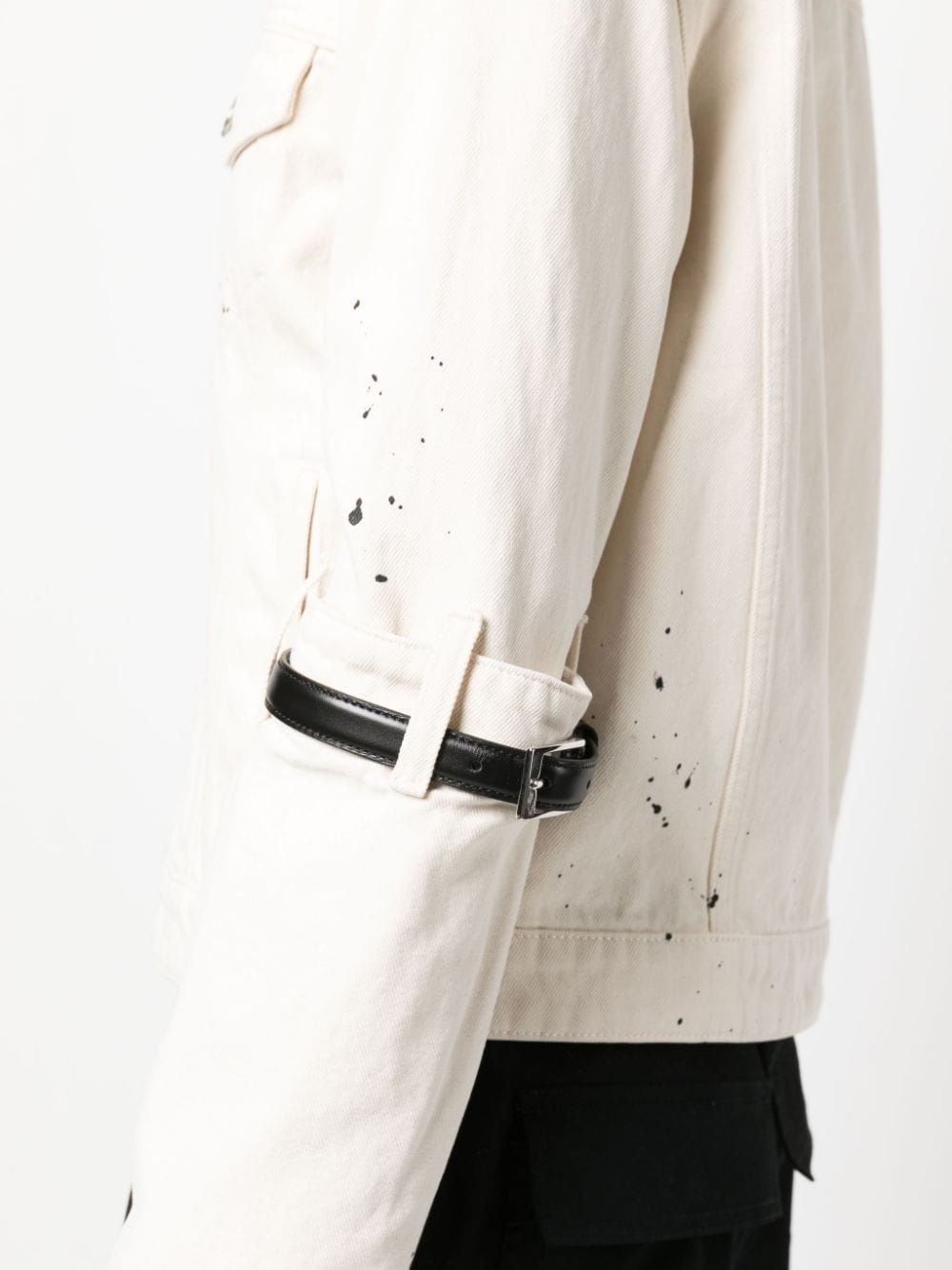 buckle strap-embellished denim jacket - 5
