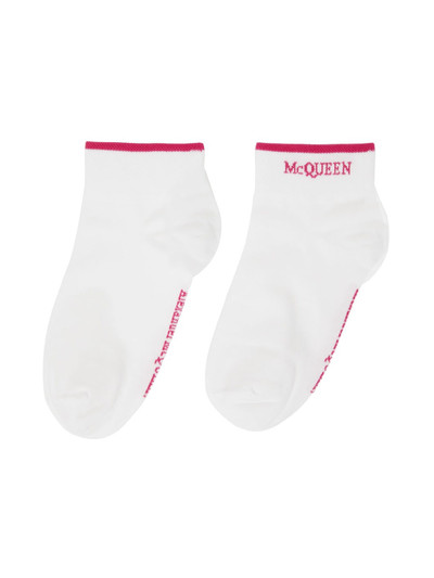 Alexander McQueen Pink & White Logo Ankle Socks outlook