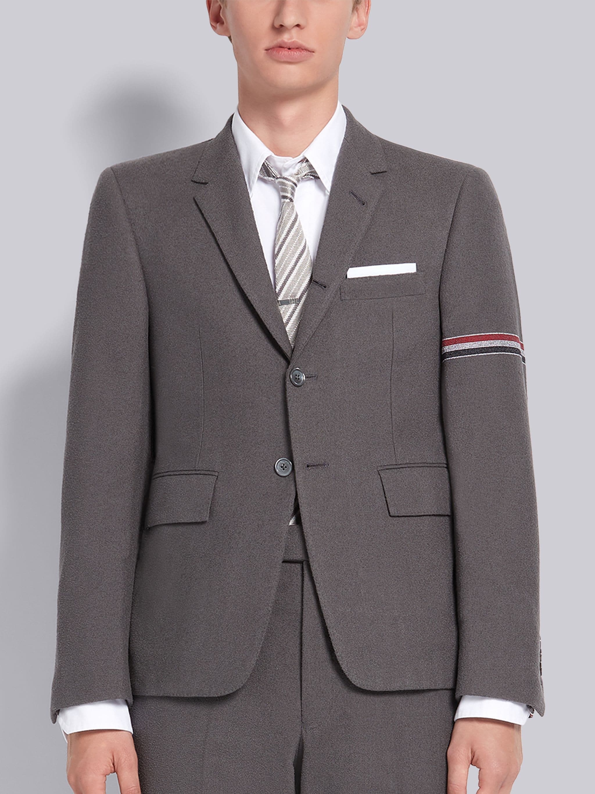 Dark Grey Cotton Boucle Suiting Engineered Armband Classic Sport Coat - 1