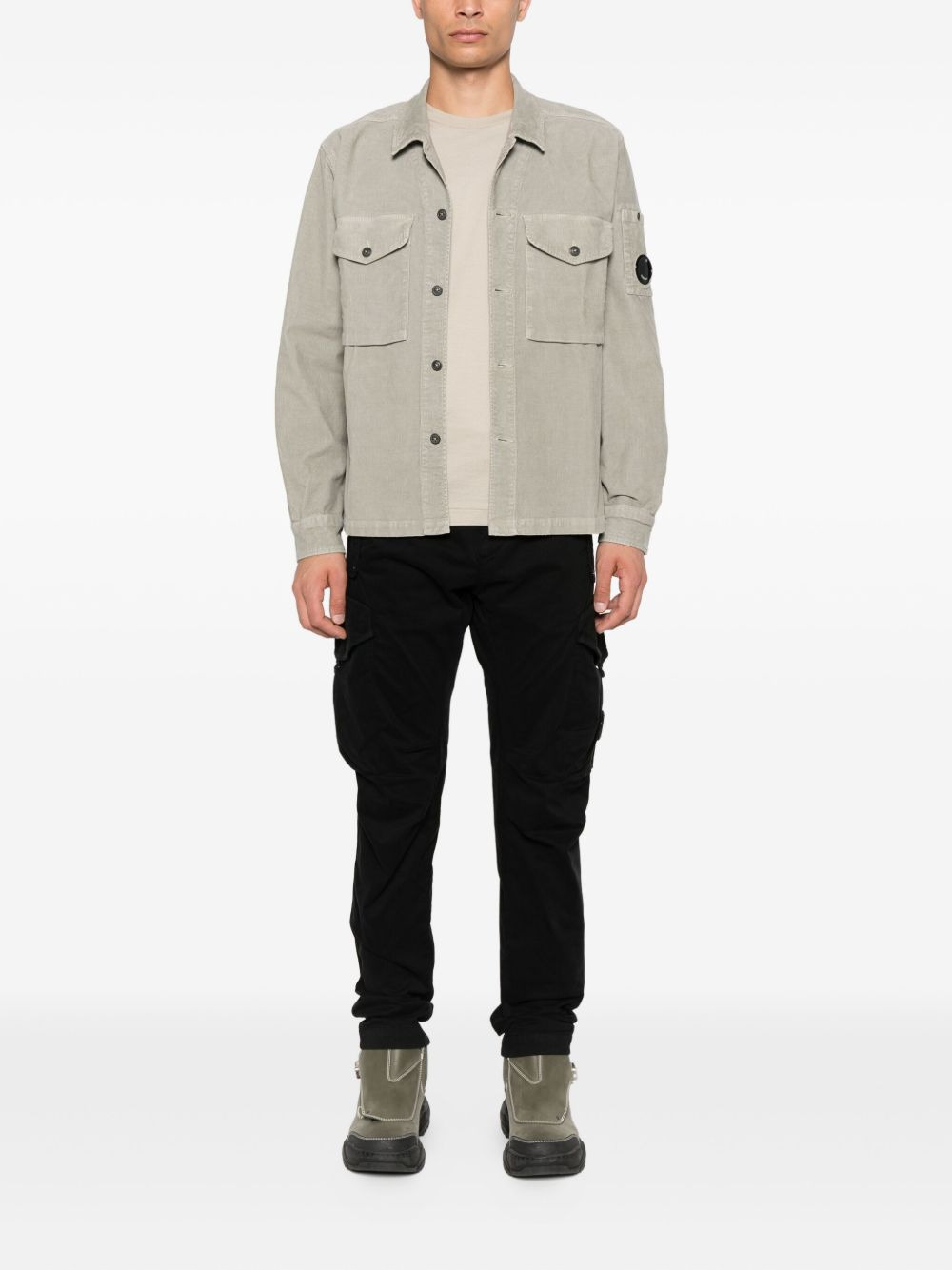 Lens-detail corduroy shirt jacket - 2