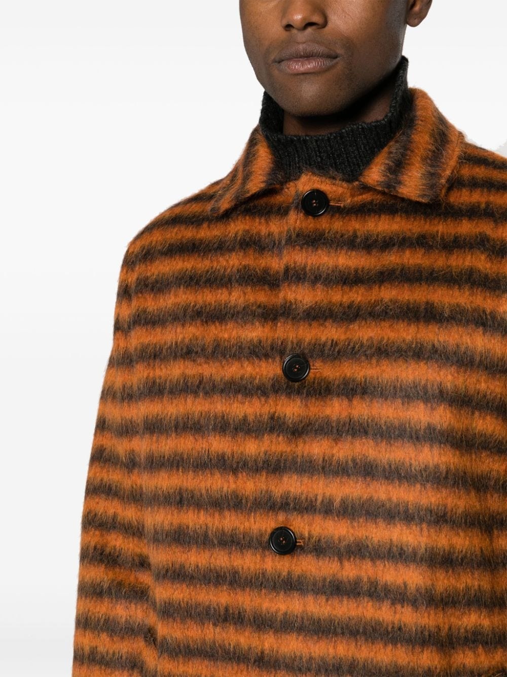 logo-appliquÃ© striped single-breasted coat - 5