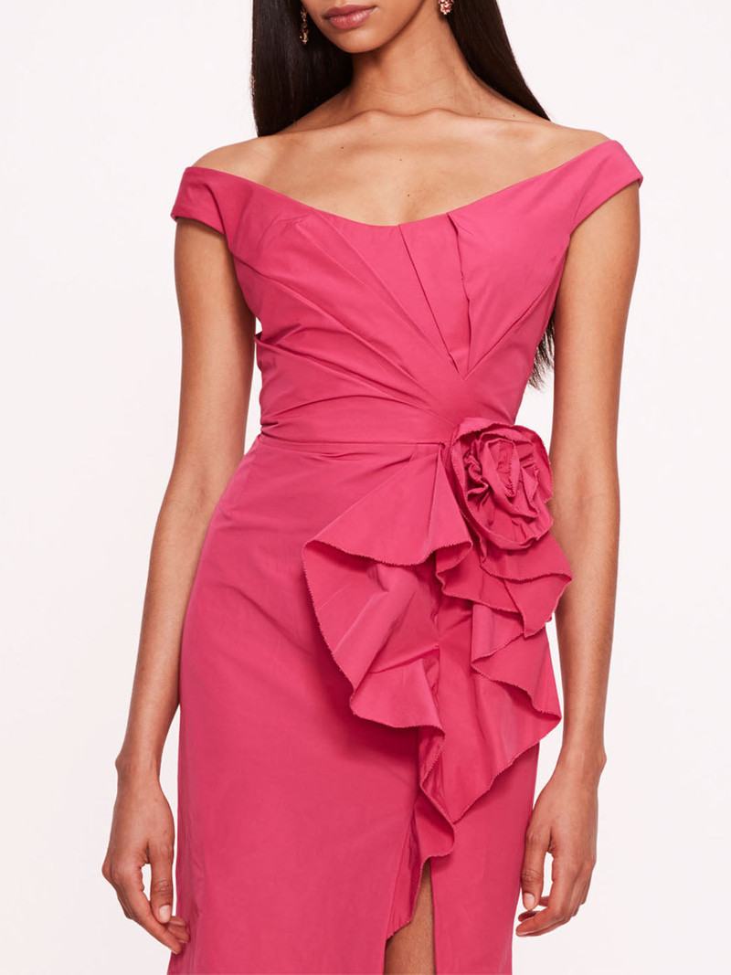 TAFFETA TRUMPET MIDI DRESS 4