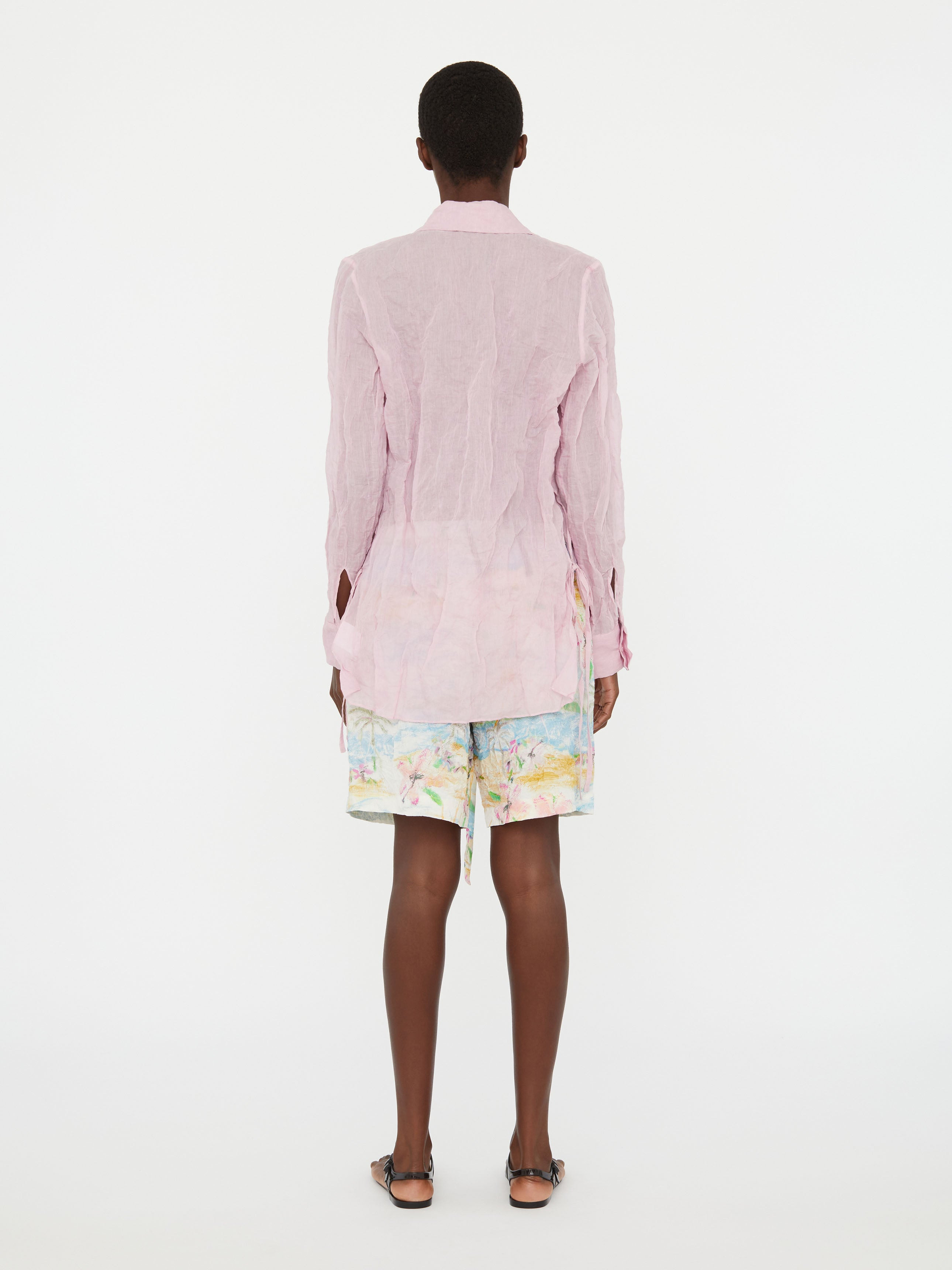 Crushed Side Tie Shirt - 4