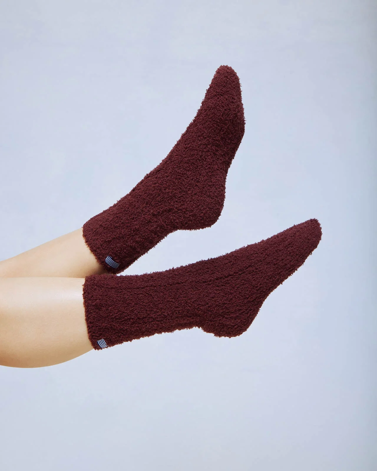 Merlot Cozy Fuzzy Cable Socks - 1