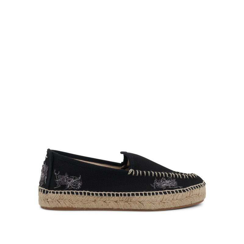 Embroidered Espadrilles in Black - 1
