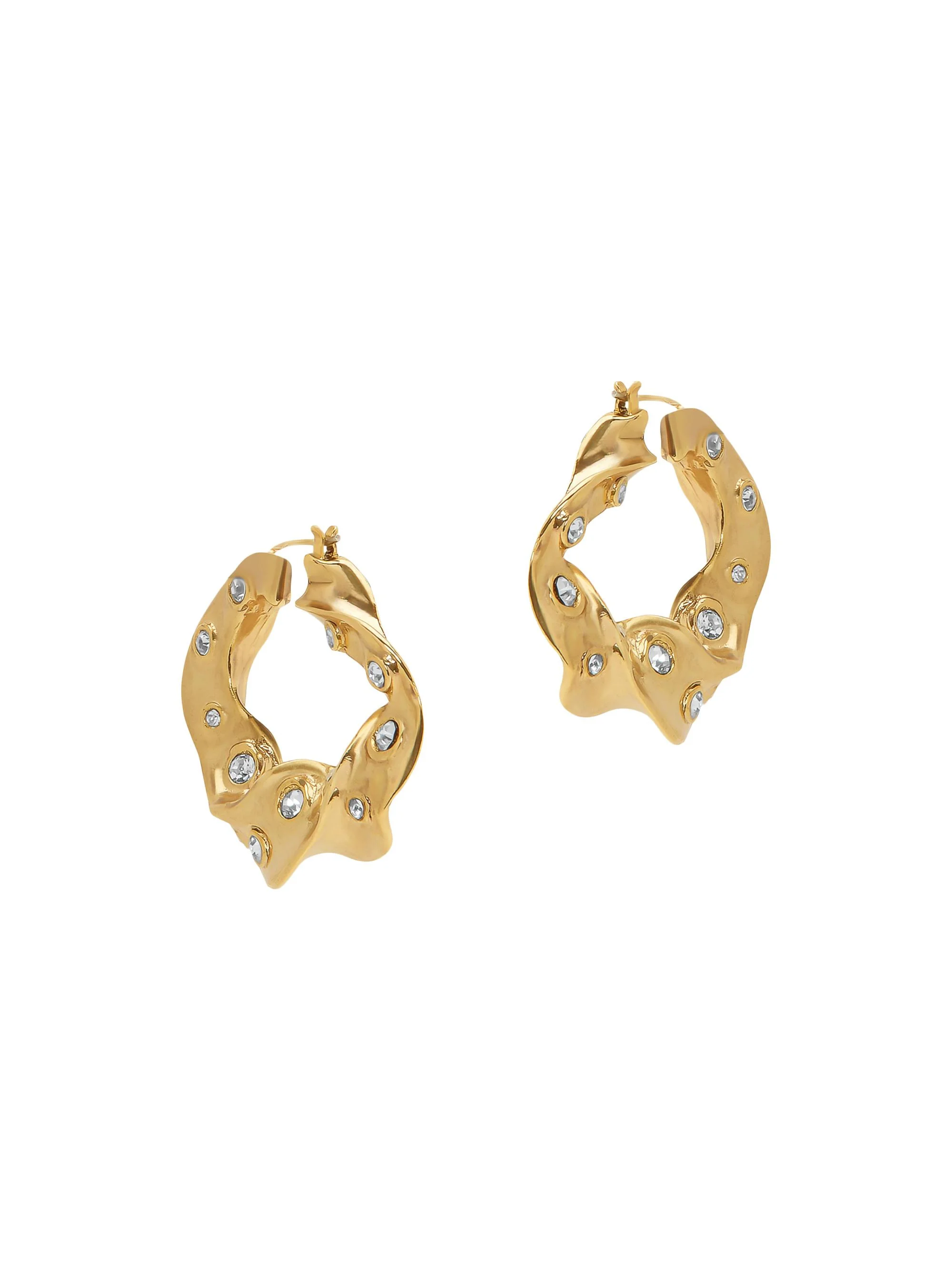 Women's Goldtone & Glass Crystal Hoop Earrings - Crystal - 1