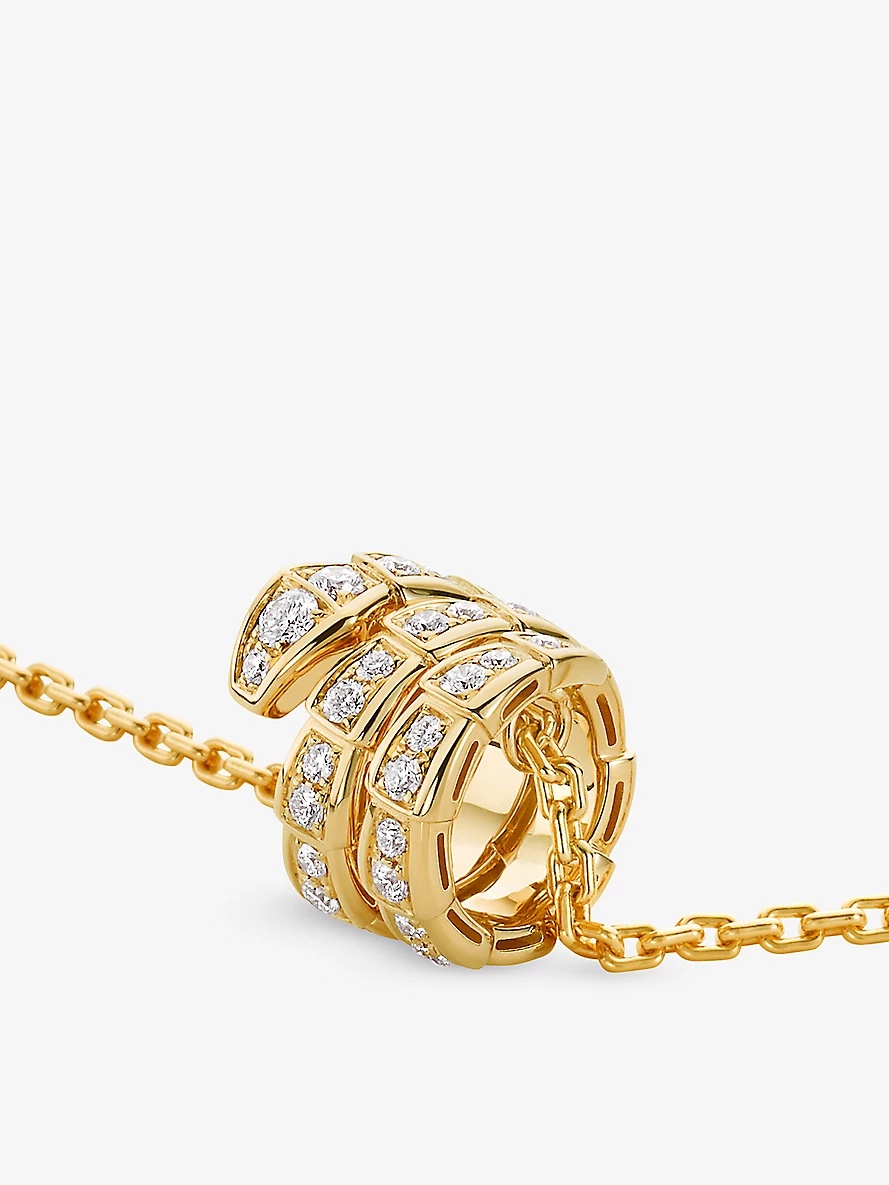 Serpenti Viper 18ct yellow-gold and 0.63ct round-cut diamond pendant necklace - 4