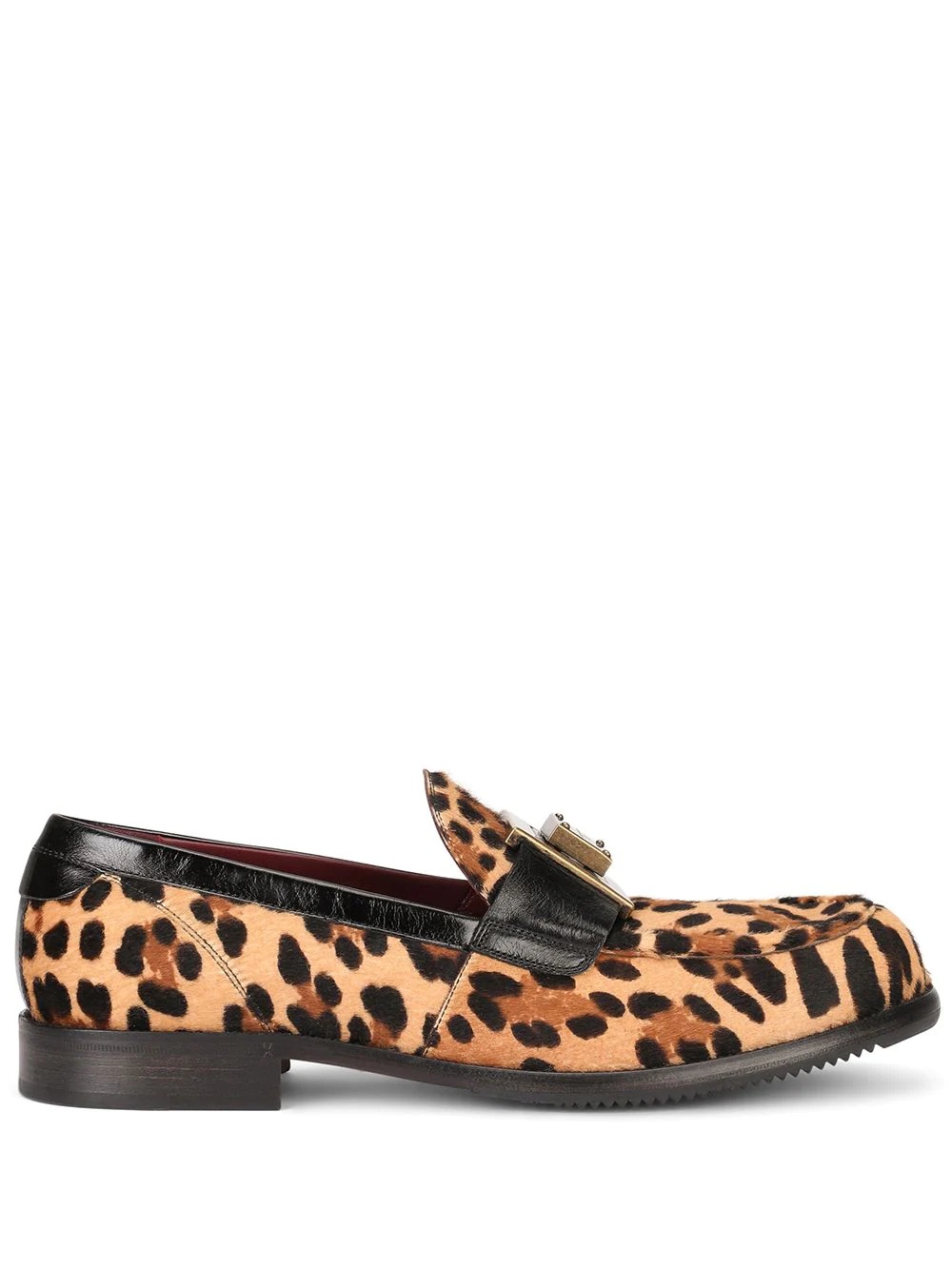 leopard print calf hair loafers - 1