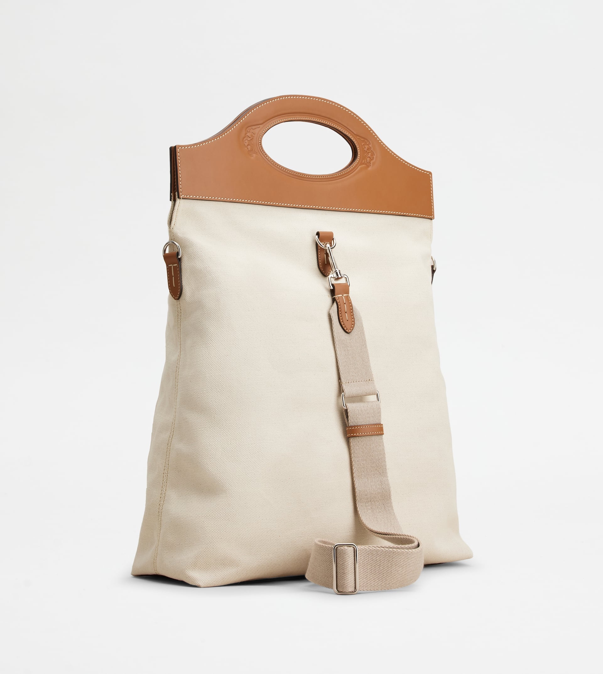 BAG IN CANVAS AND LEATHER MEDIUM - BROWN, BEIGE - 4