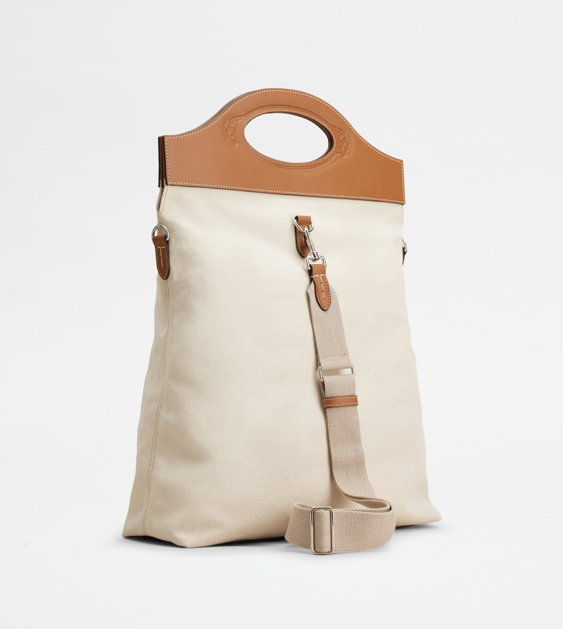 BAG IN CANVAS AND LEATHER MEDIUM - BROWN, BEIGE 4