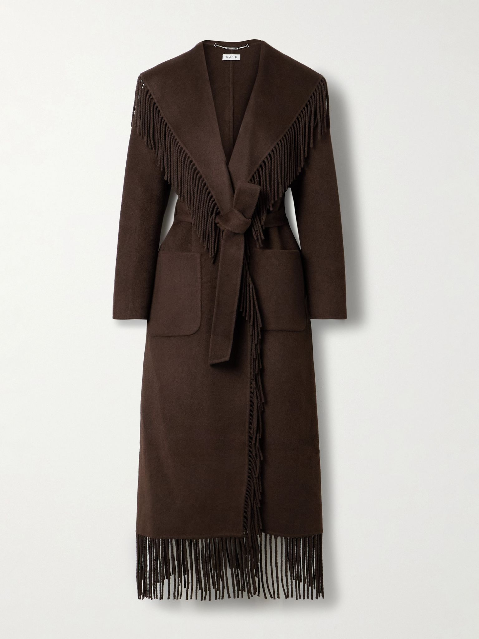 Carrie fringed wool-blend felt coat Brown - 1