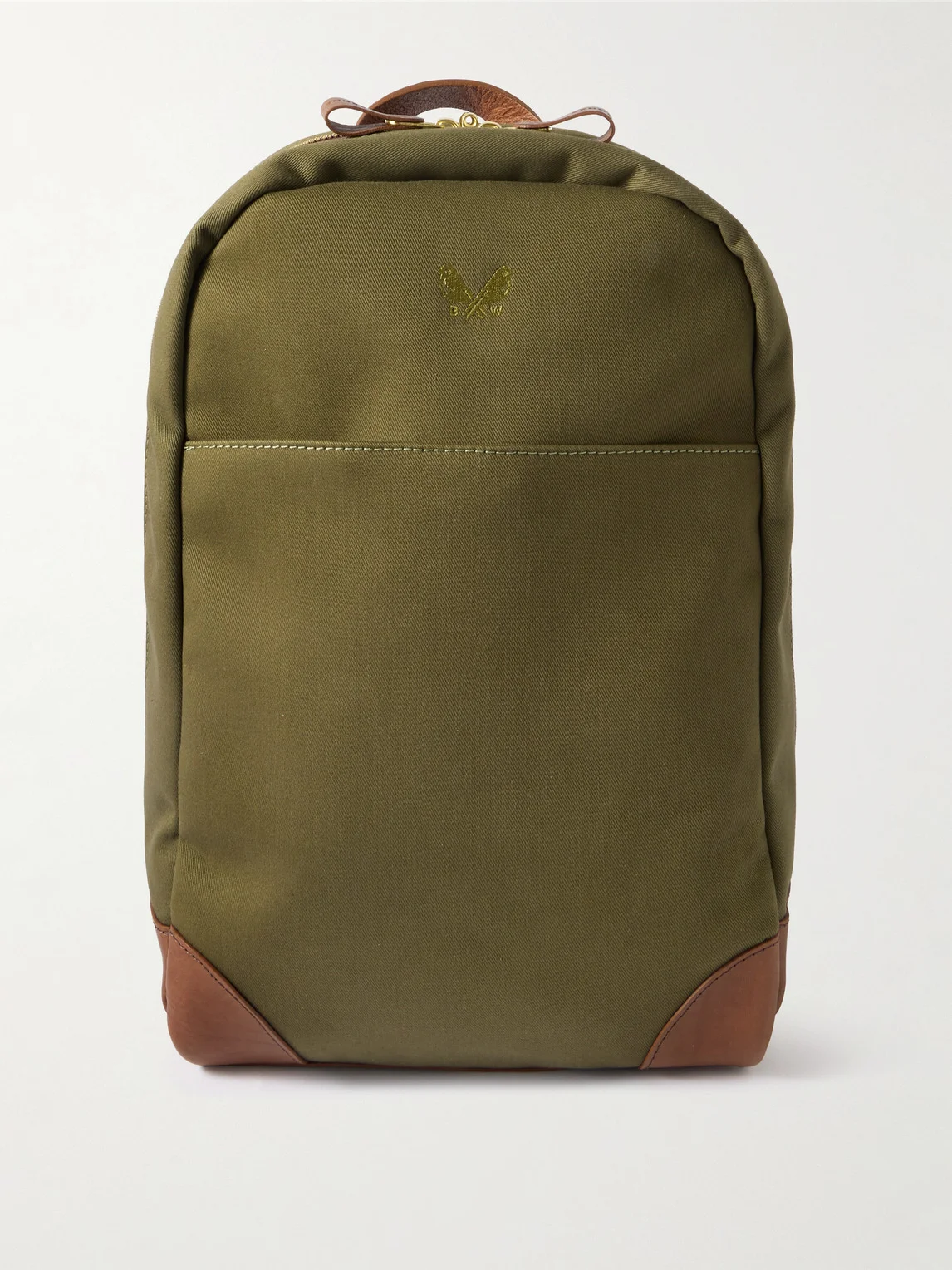 Logo-Embroidered Leather-Trimmed Cotton-Canvas Backpack - 1