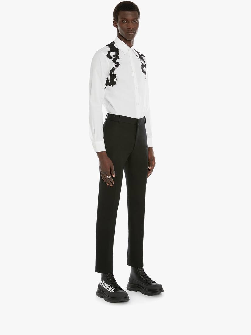 Skull Camouflage Print Harness Shirt in White/black - 3