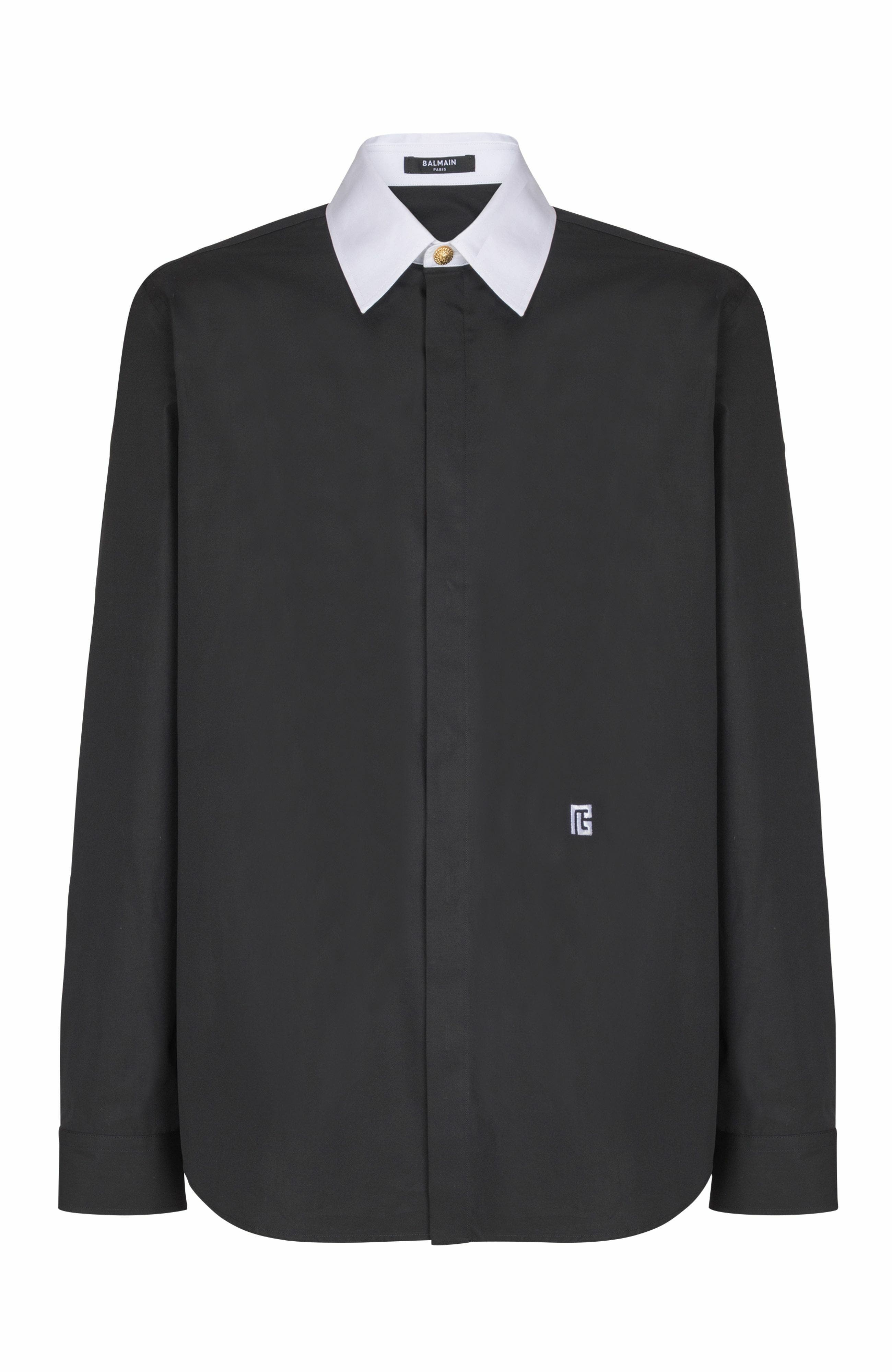 Balmain PB two-tone poplin shirt in Black at Nordstrom - 1