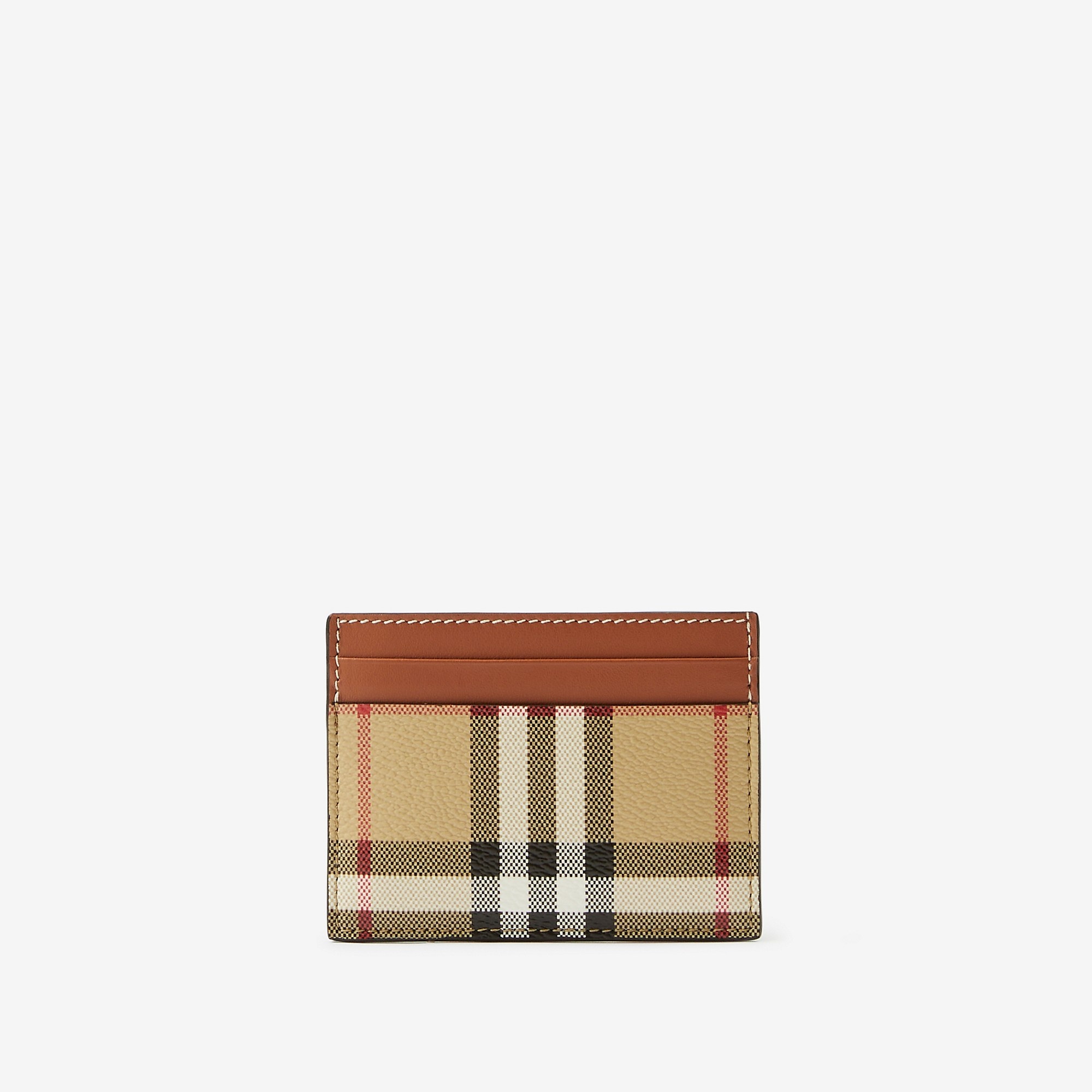 Check and Leather Card Case - 1