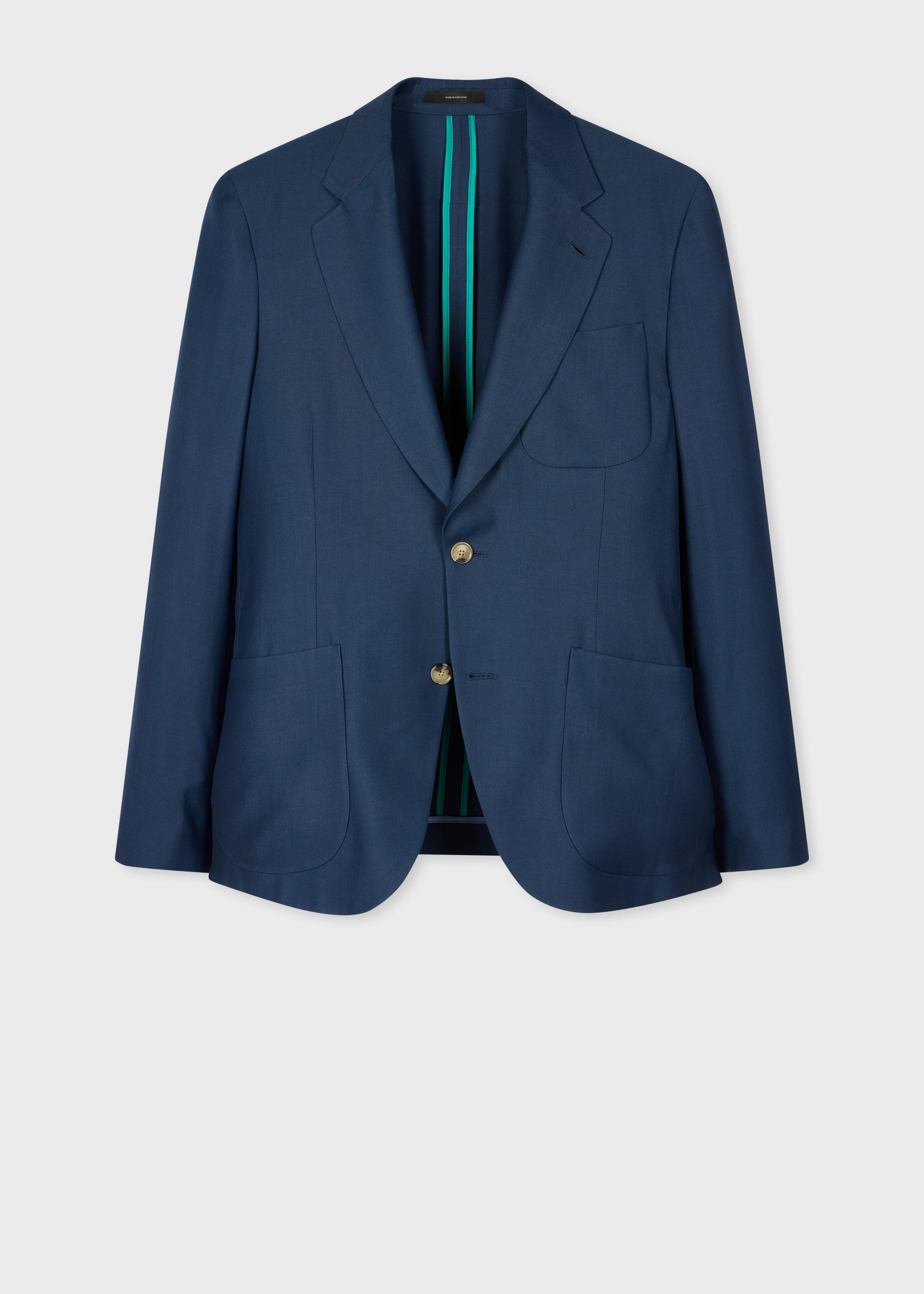 Navy Wool-Viscose Patch-Pocket Blazer - 1