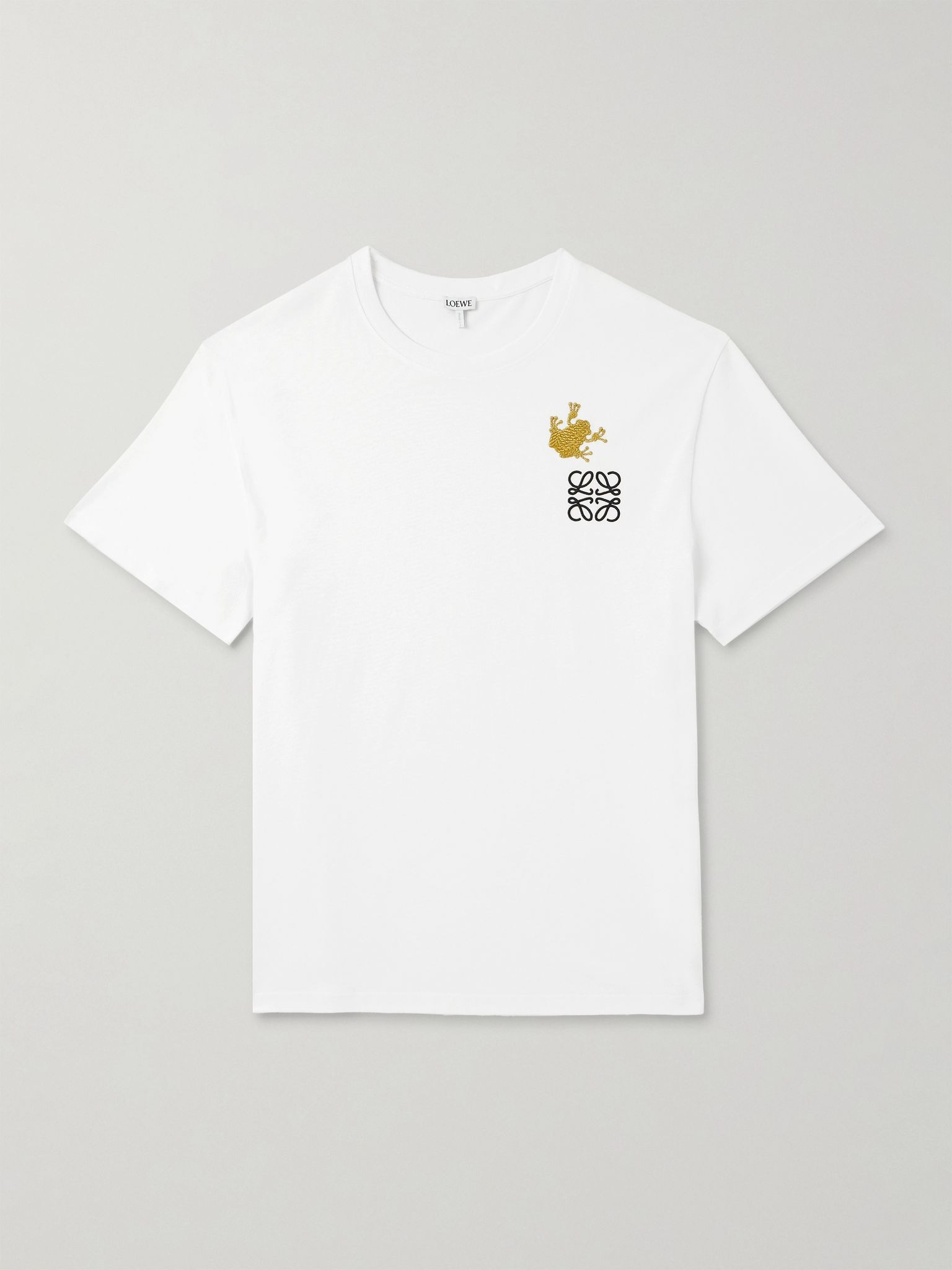 Logo-Embroidered Appliquéd Stretch-Cotton Jersey T-Shirt White - 1