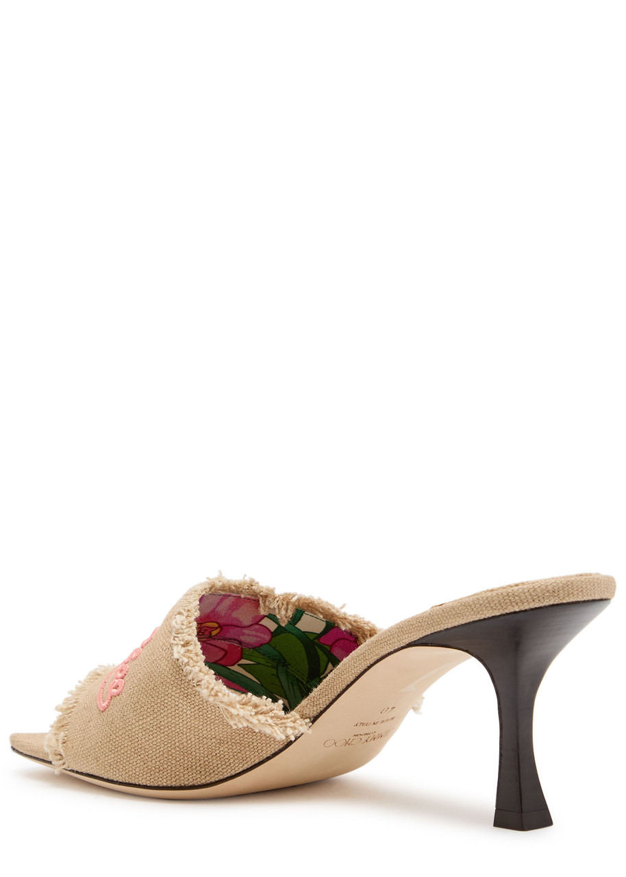 Jimmy Choo Alexia 70 Embroidered Linen Mules - 2