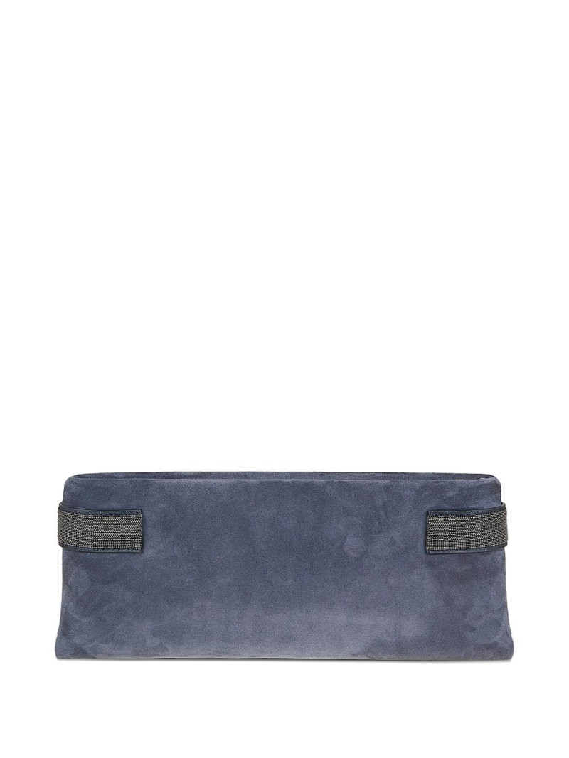 Brunello Cucinelli monili-detail suede clutch bag outlook
