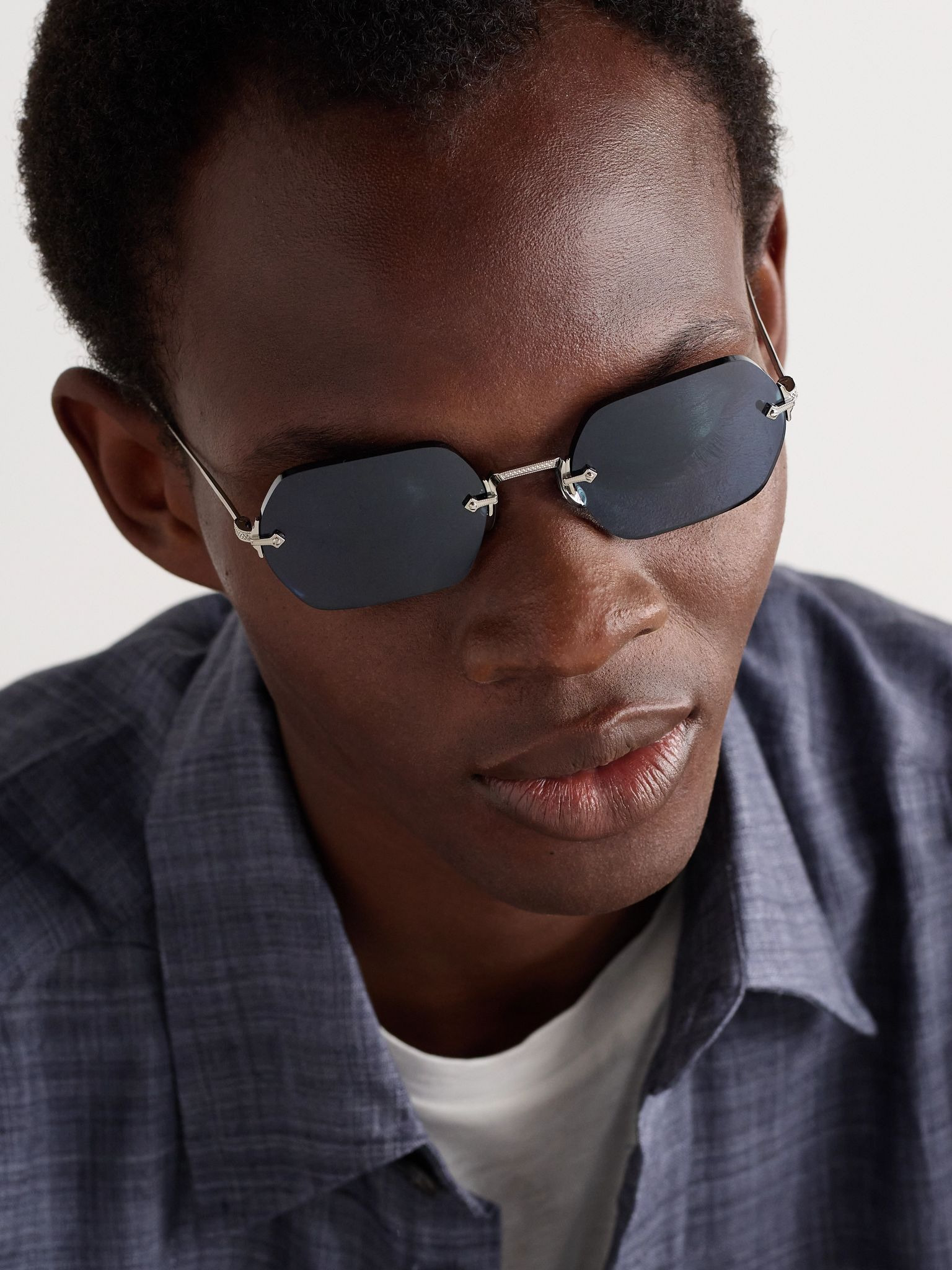 TK-13 Round-Frame Rimless Silver-Tone Sunglasses Silver - 2
