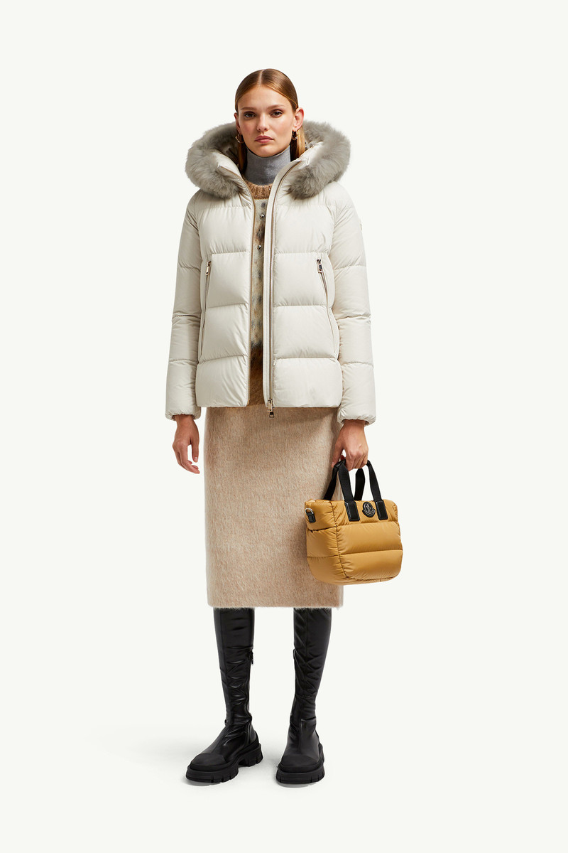 Moncler Laichefur Hooded Shearling-Trimmed Short Down Jacket outlook