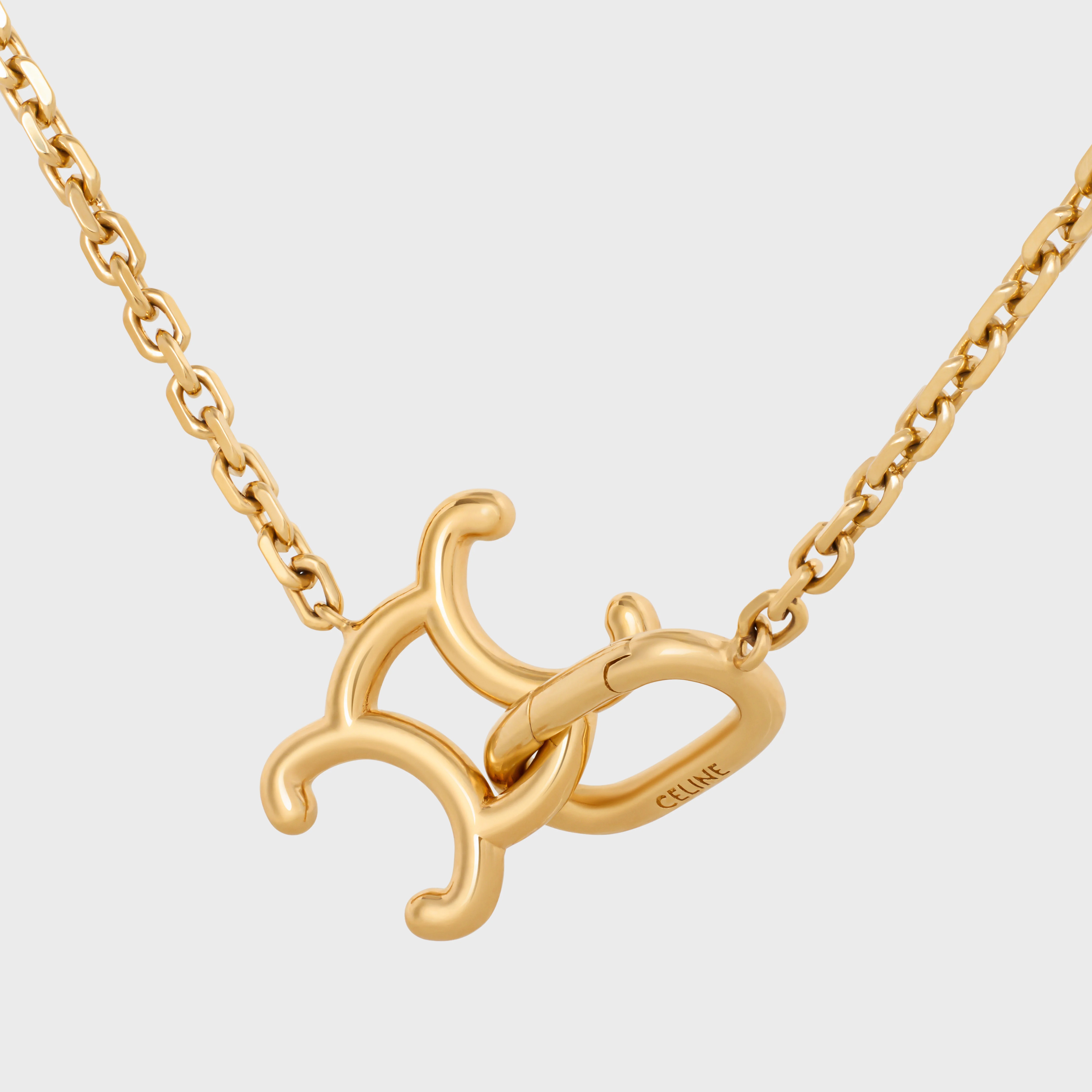 CELINE★ゴールドネックレスTriomphe lock necklace in brass CELINE Triomphe Lock Necklace in Brass with Gold Finish
