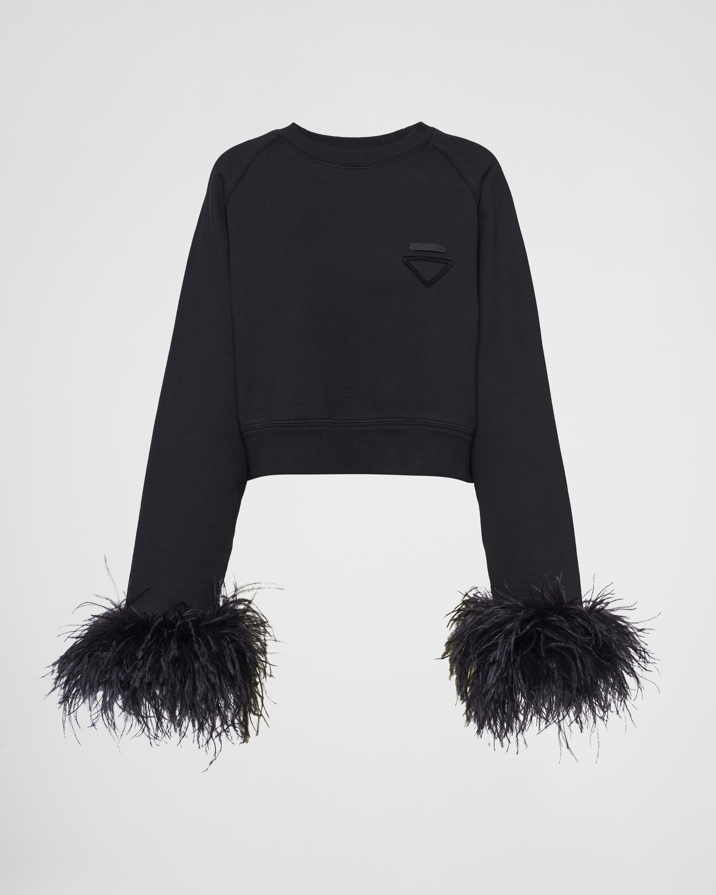 Crew-neck sweatshirt with feather trim - 1
