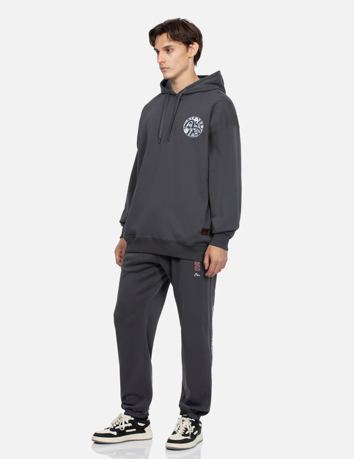 SEAGULL PRINT AND LOGO EMBROIDERY LOOSE FIT HOODIE - 4