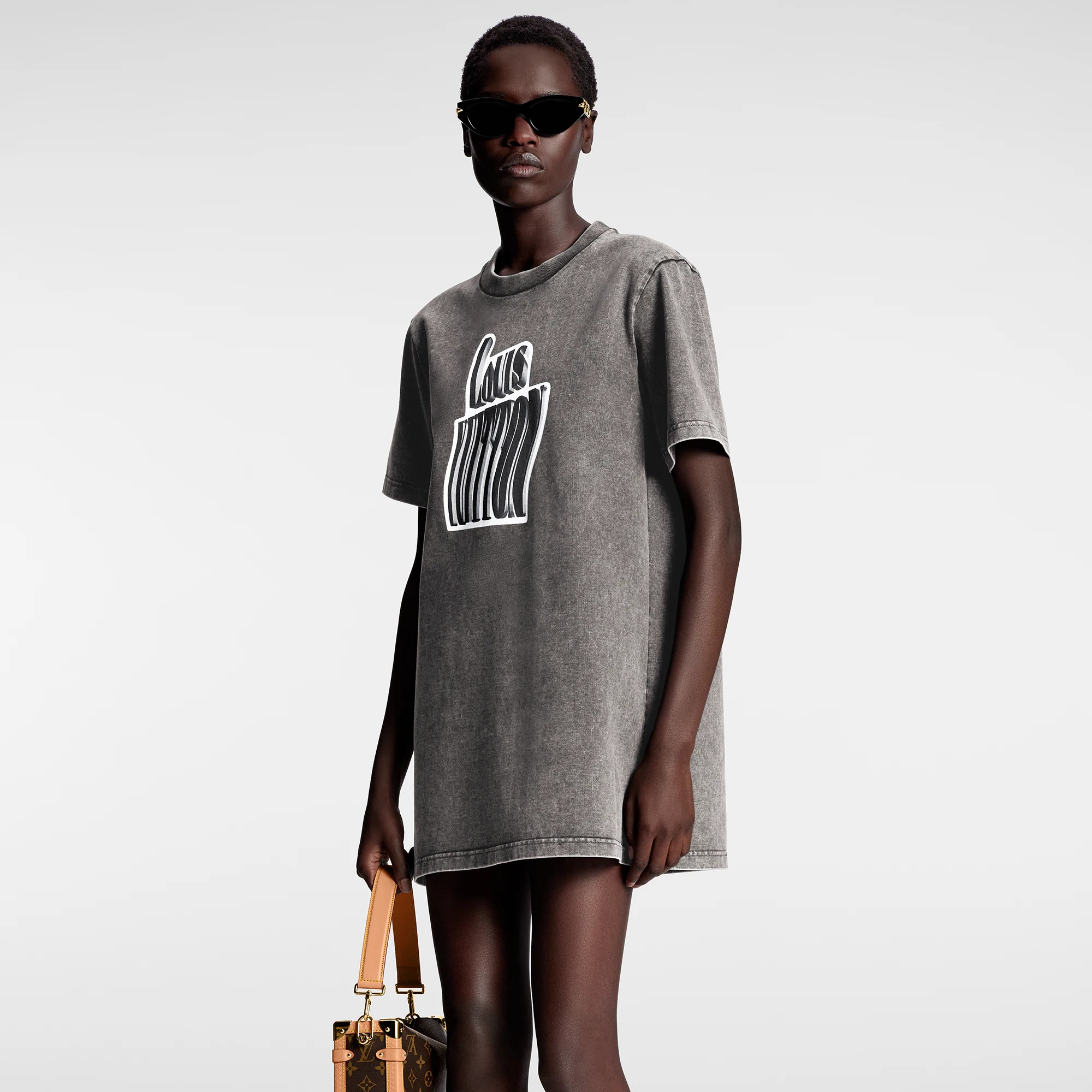 Graphic LV Signature T-Shirt Dress - 5