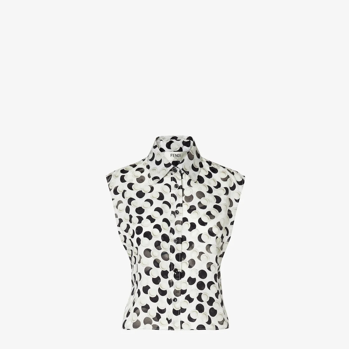 Top Black and white silk jacquard top - 1