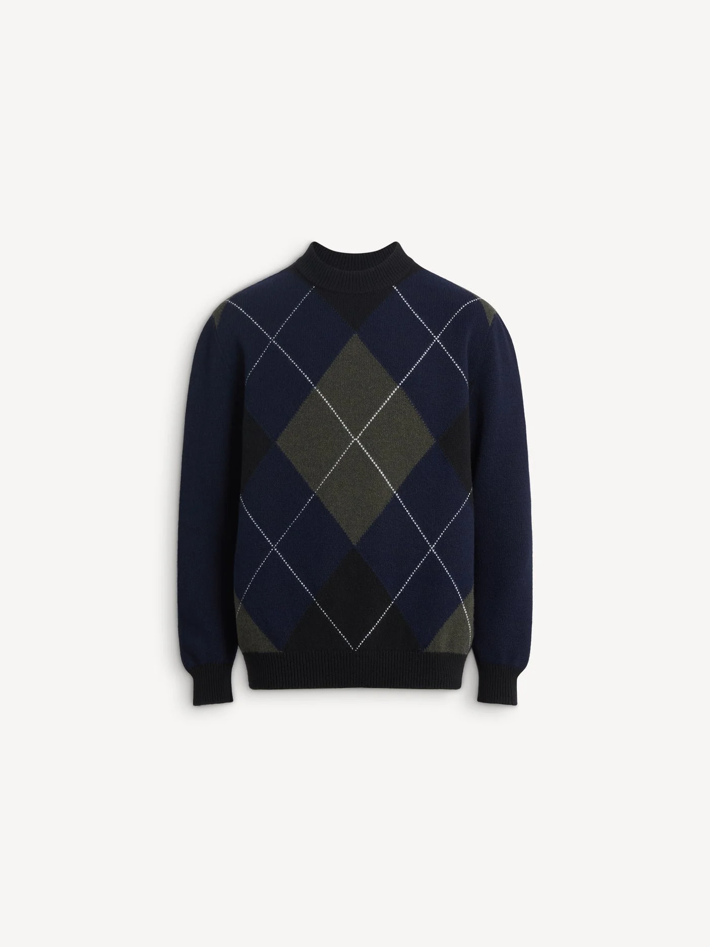 Merino wool jumper with diamond pattern - 1