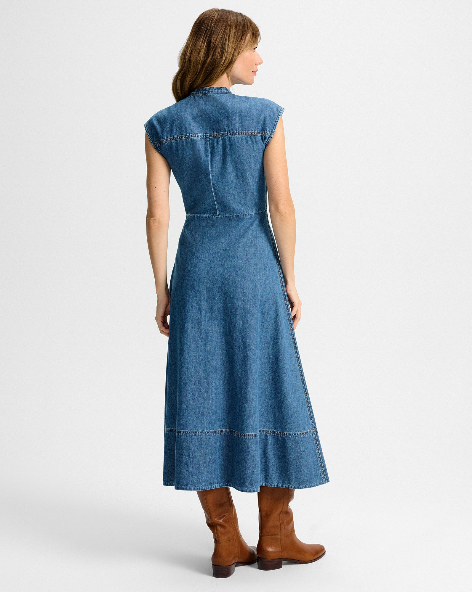 HONORA DENIM MIDI SHIRTDRESS - 5