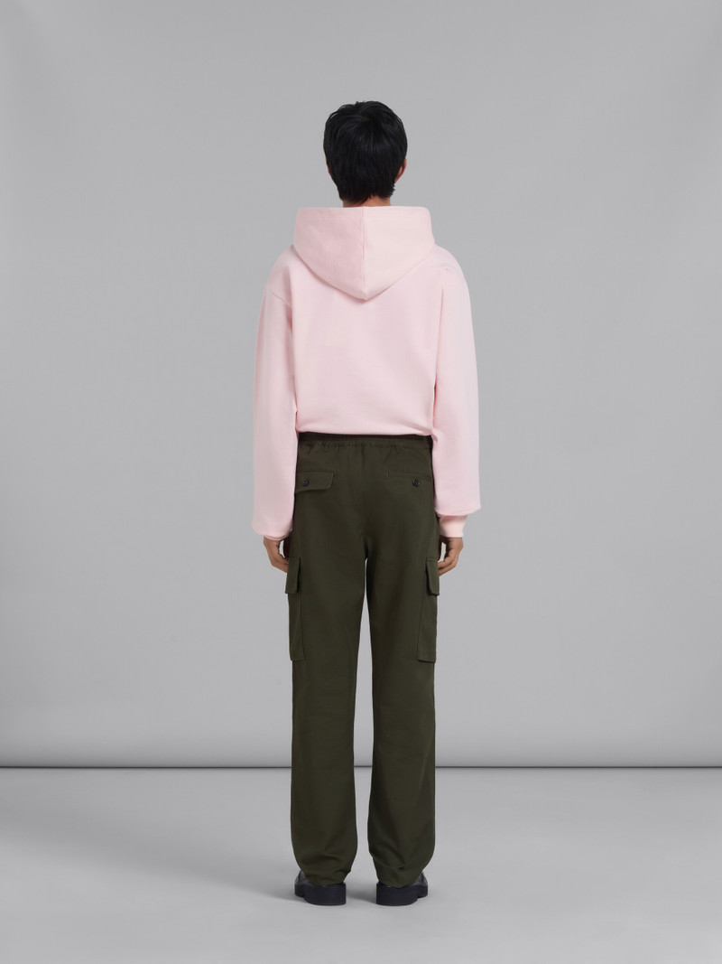 GREEN GABARDINE CARGO PANTS WITH DRAWSTRING WAIST 3