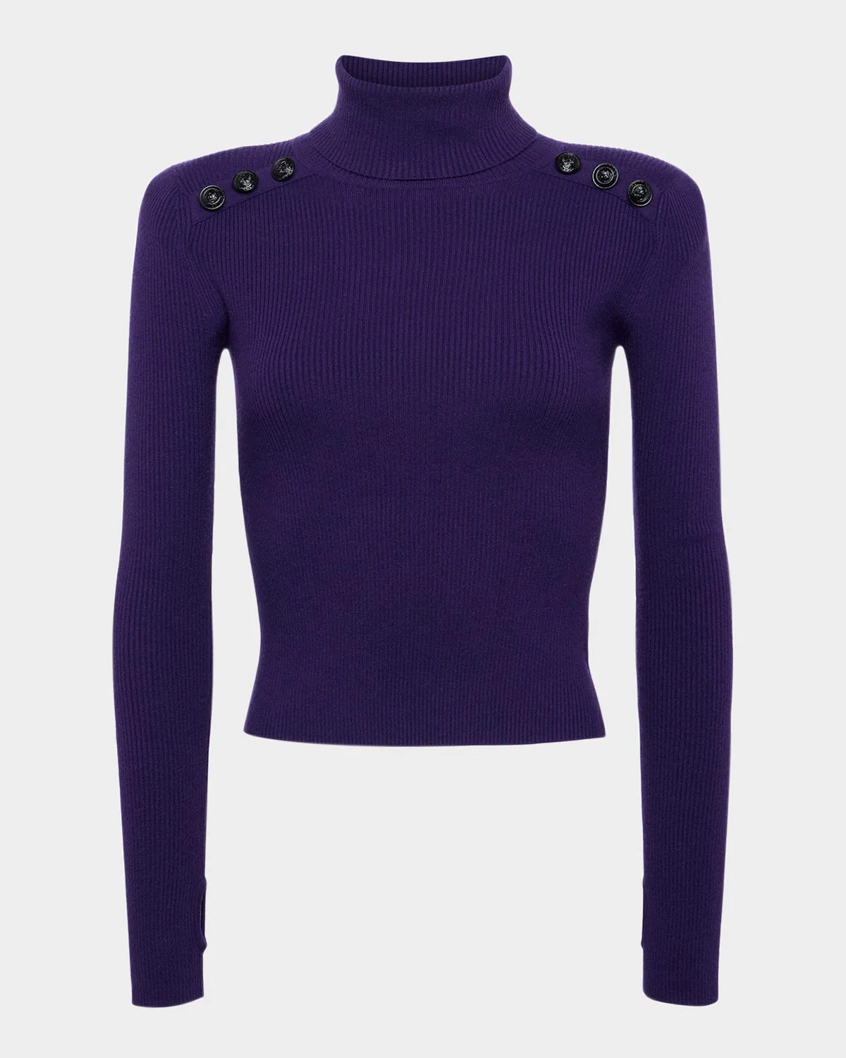 Reeves Ribbed Button-Detail Turtleneck - 1