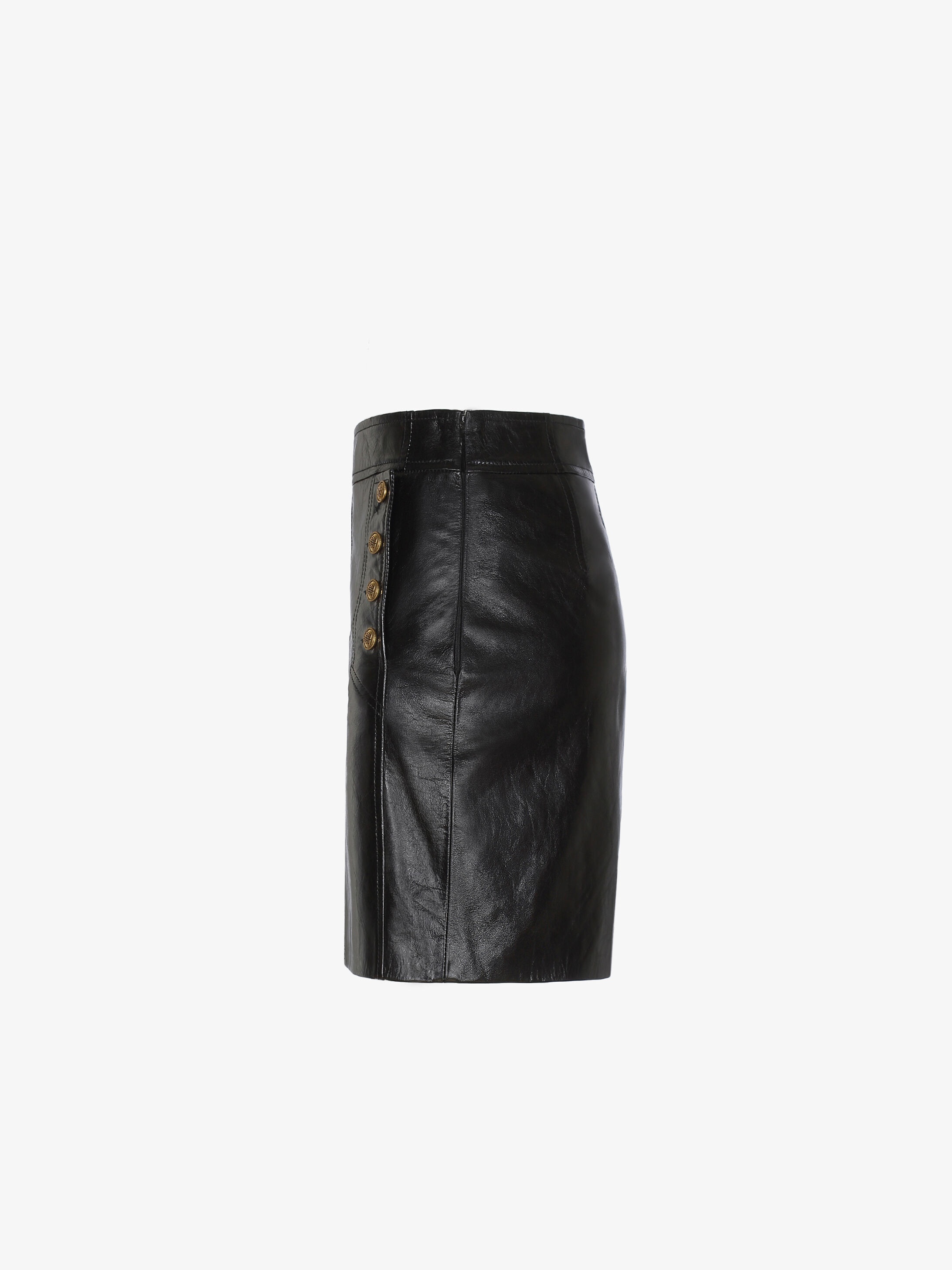 Mini skirt in vintage leather with 4G buttons - 3