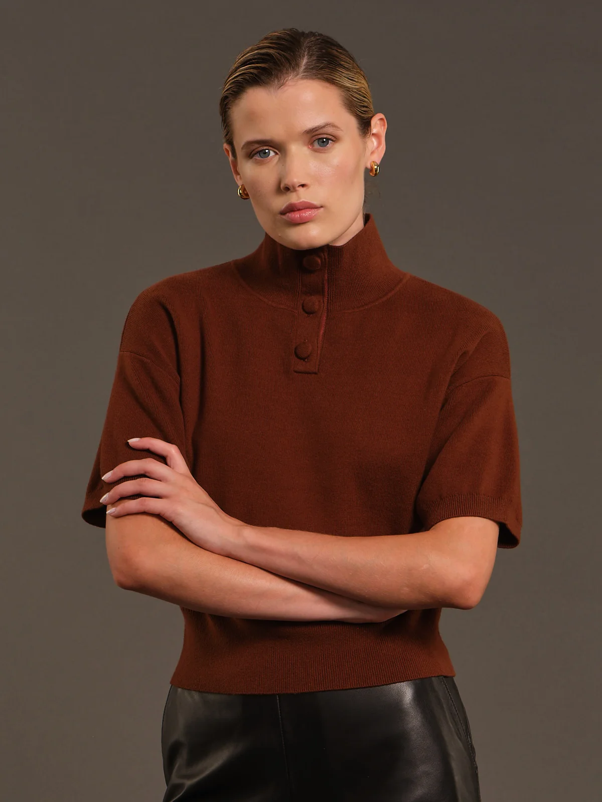 525 X DL10C: Thompson Mock-Neck Cashmere Pullover - 1