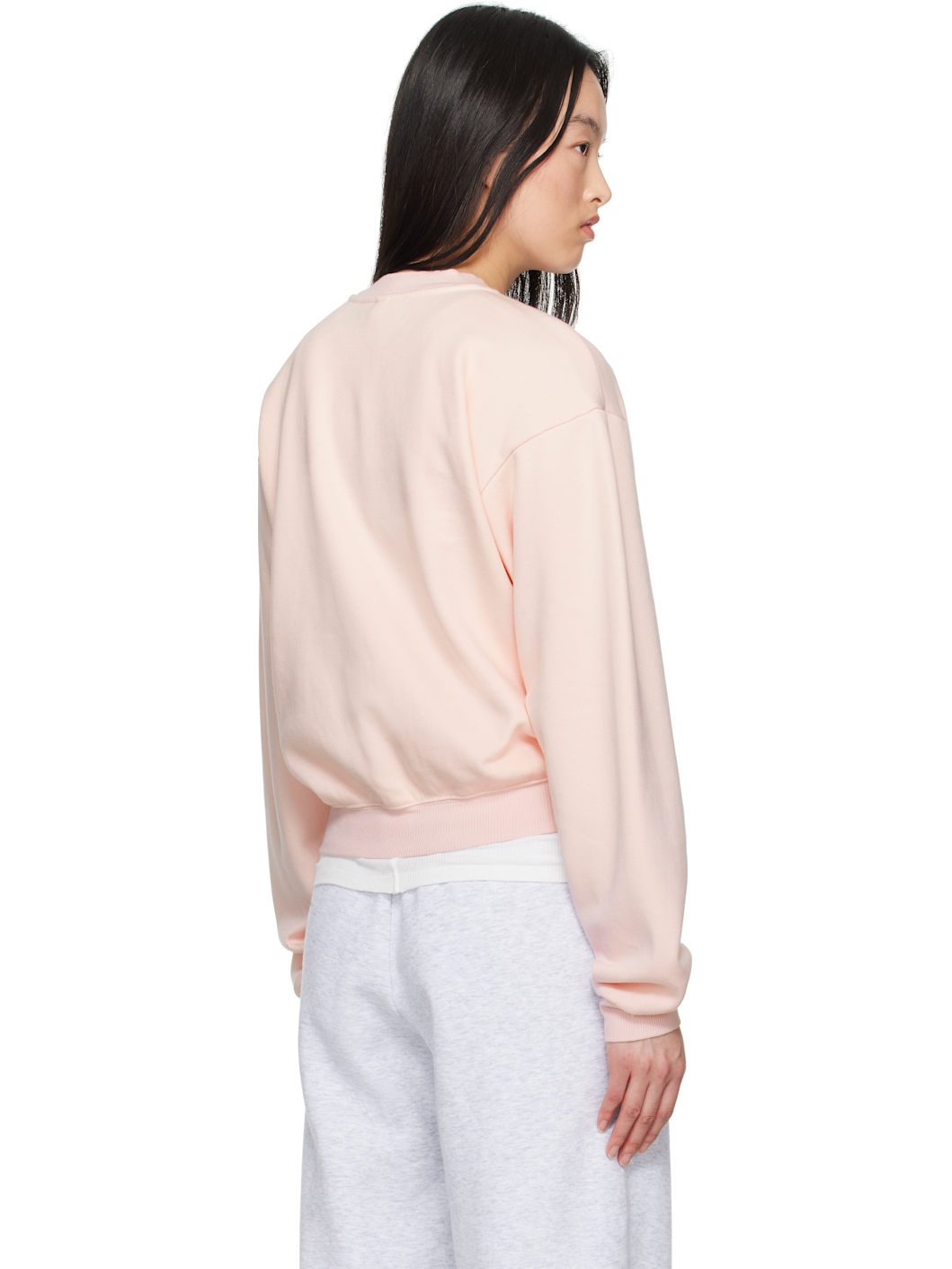 Pink Cotton Fleece Classic Crewneck Sweatshirt - 3