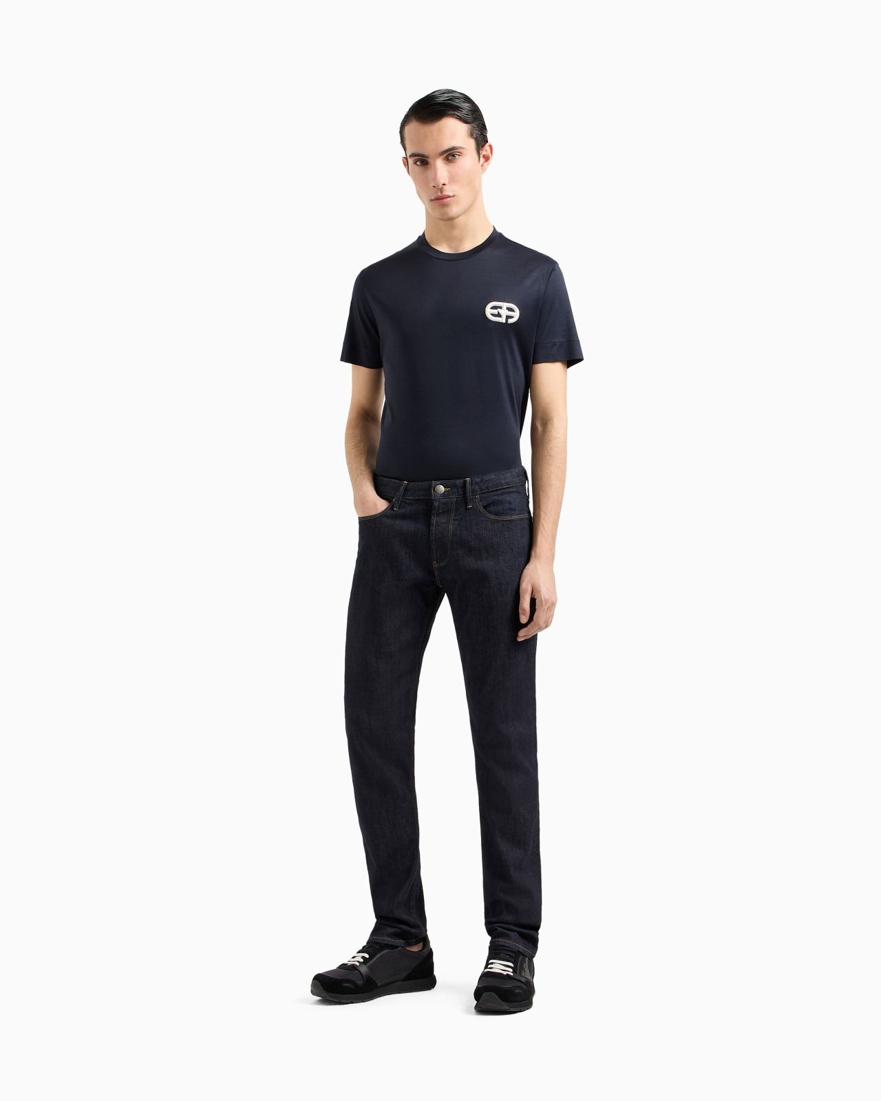 Lyocell-blend jersey T-shirt with ASV EA logo raised embroidery - 2