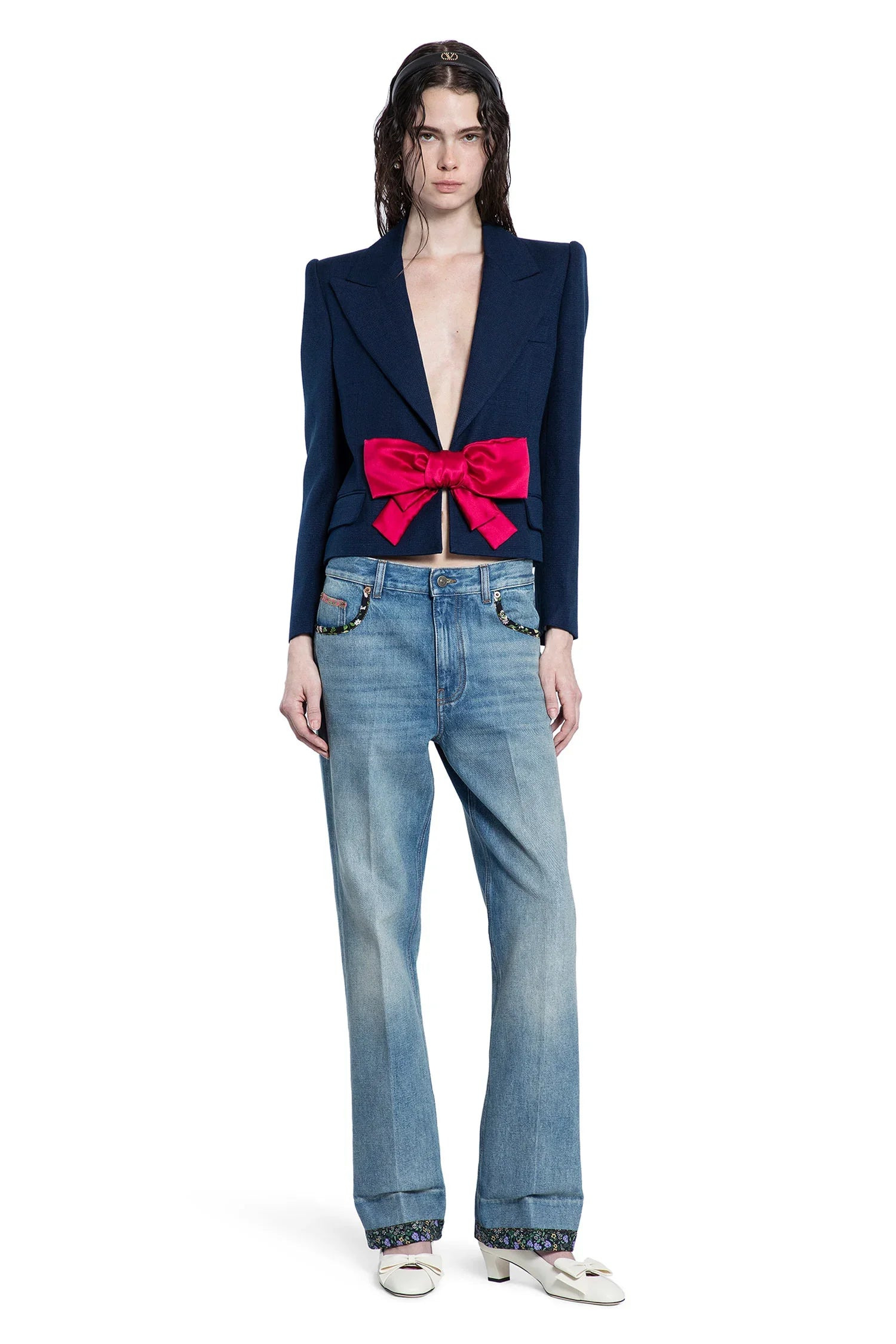 Viscose-Blazer-With-Bow - 5